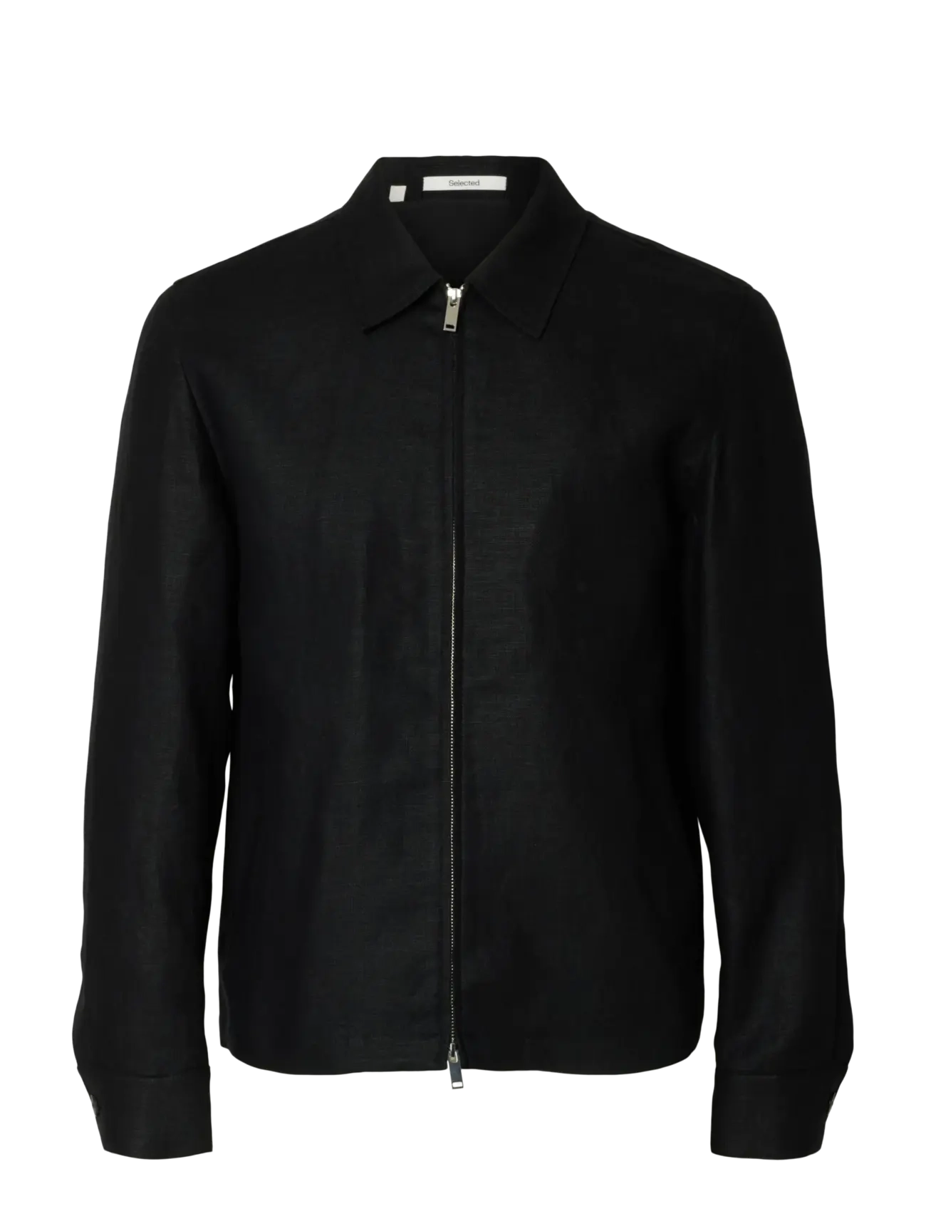 Selected Slhreg-Baird Linen Zip Jacket, Mænd, Lynlåsjakke, Sort, Str: 50