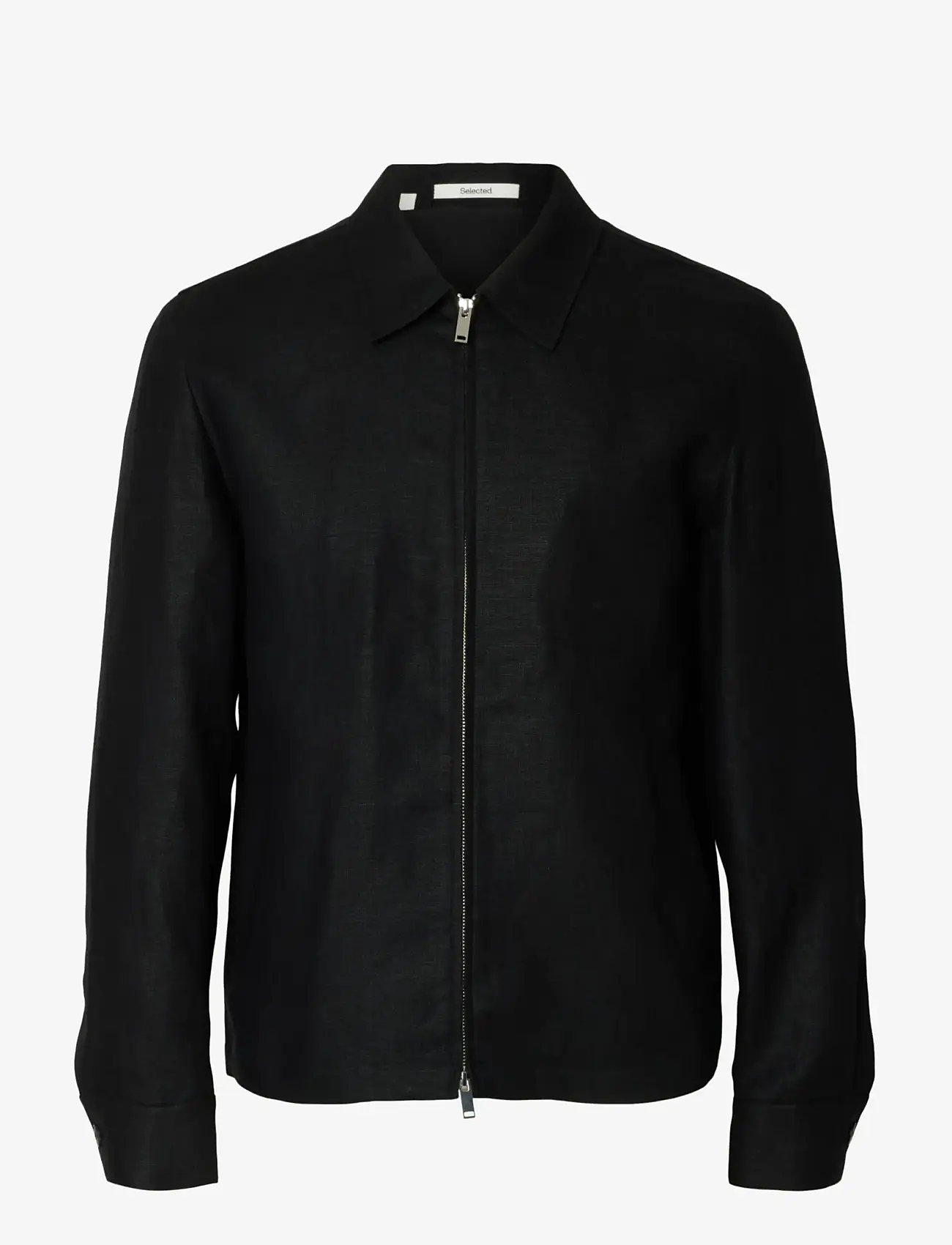 Selected - SLHREG-BAIRD LINEN ZIP JACKET - forårsjakker - black - 0