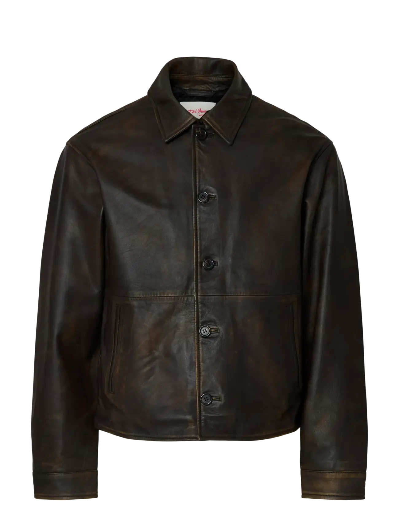 Selected SLHMORGAN HOTEL AMOUR LEATHER BLOUSON - Leather Jackets - DEMITASSE / brown