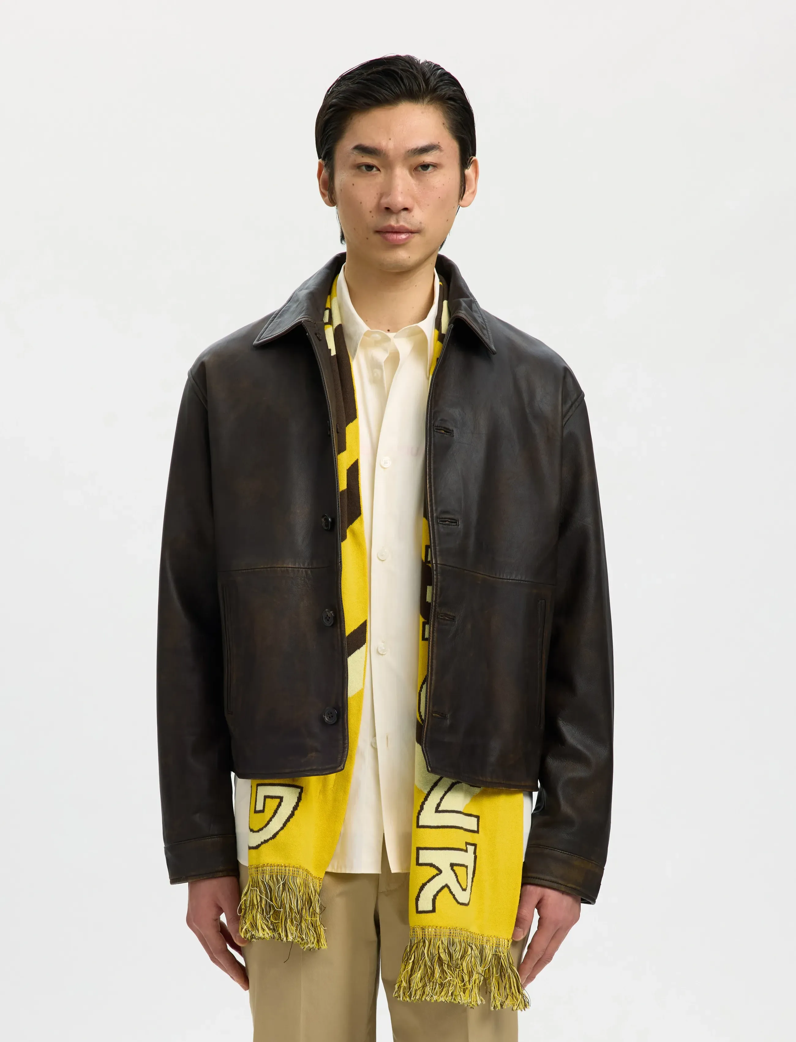 Selected Slhmorgan Hotel Amour Leather Blouson, S, Jackets, Braun - Leather, Männerswear