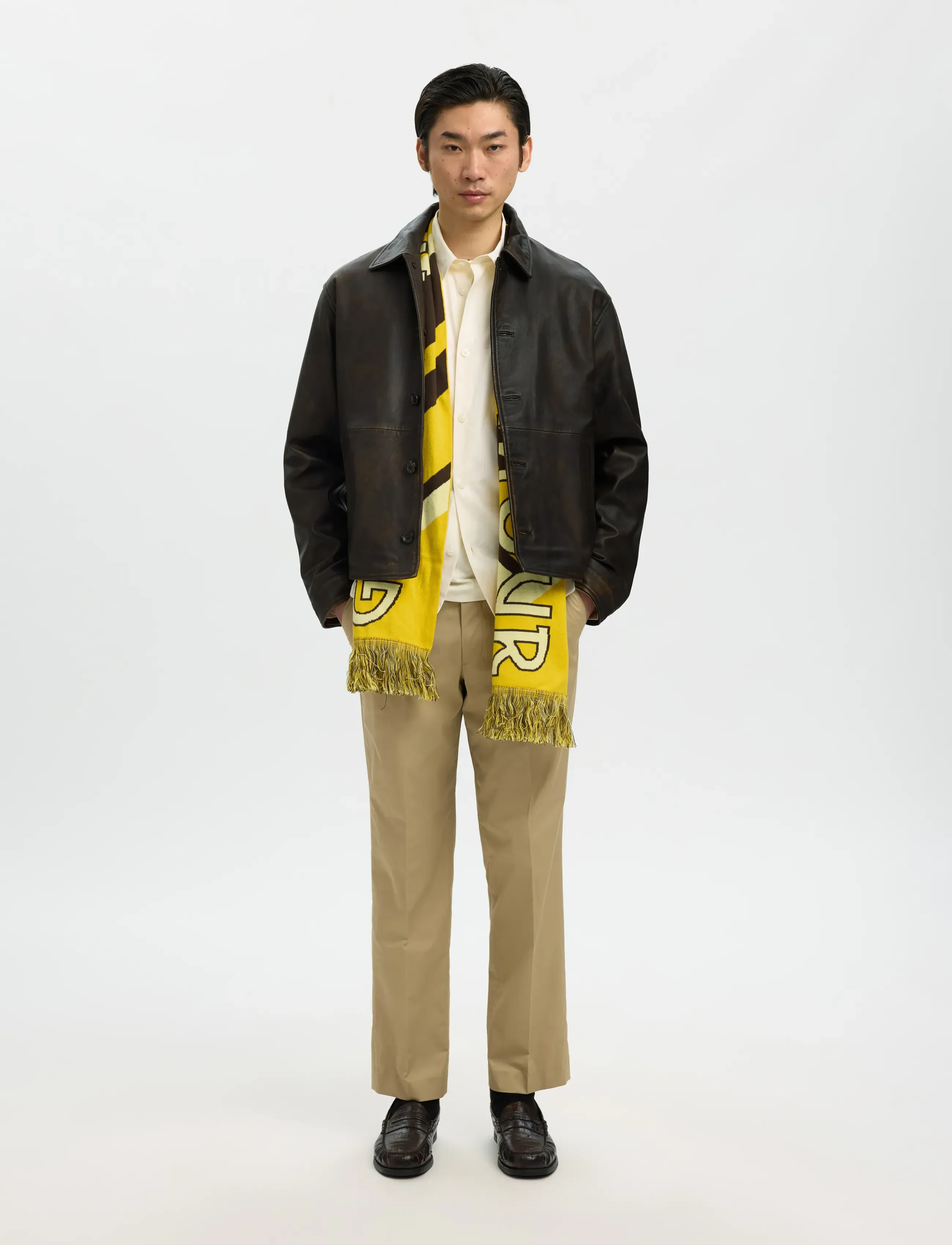 Selected - SLHMORGAN HOTEL AMOUR LEATHER BLOUSON - forårsjakker - demitasse - 5