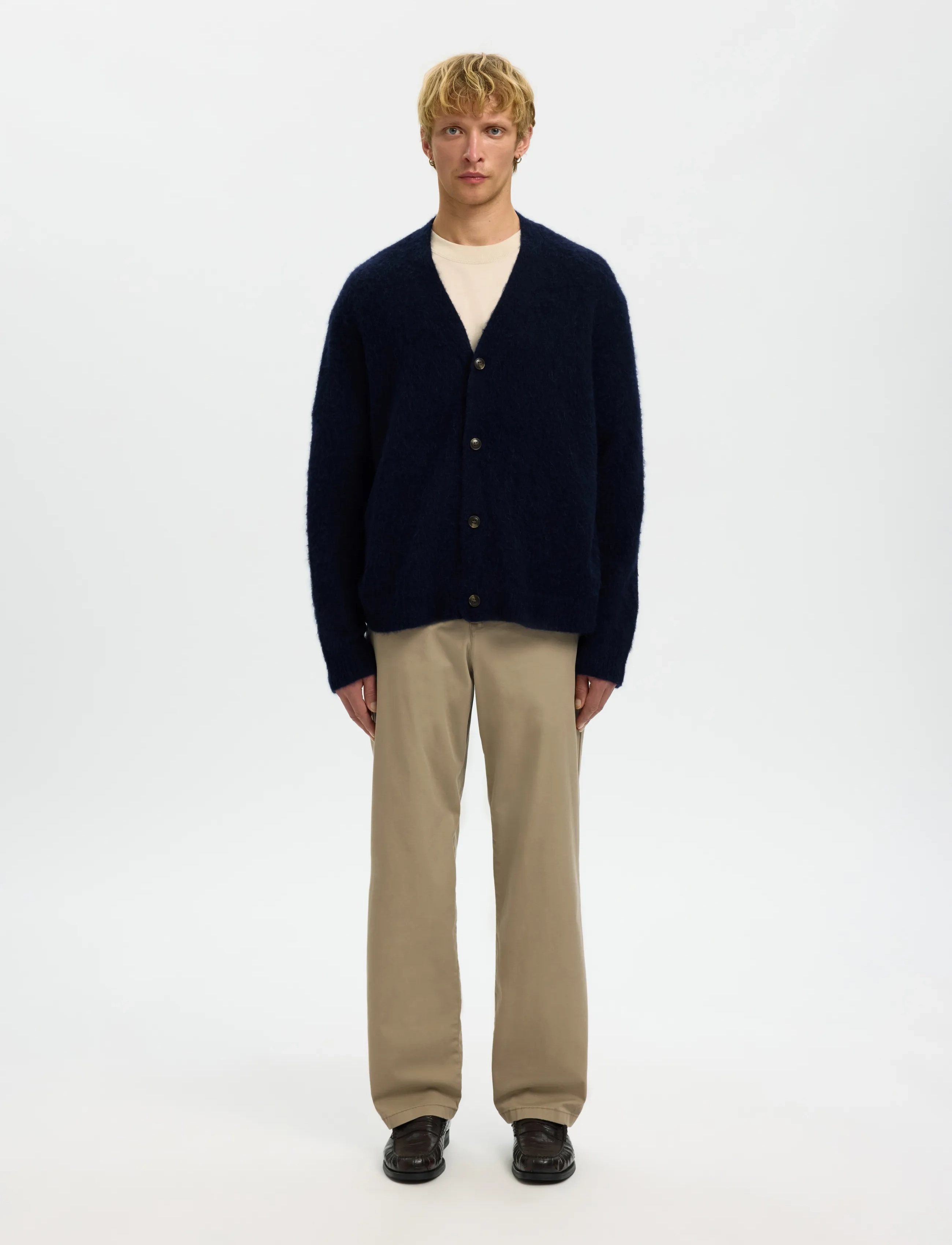 Selected - SLHRAI BRUSHED LS KNIT RELAXED CARDIGAN - cardigans - sky captain - 5