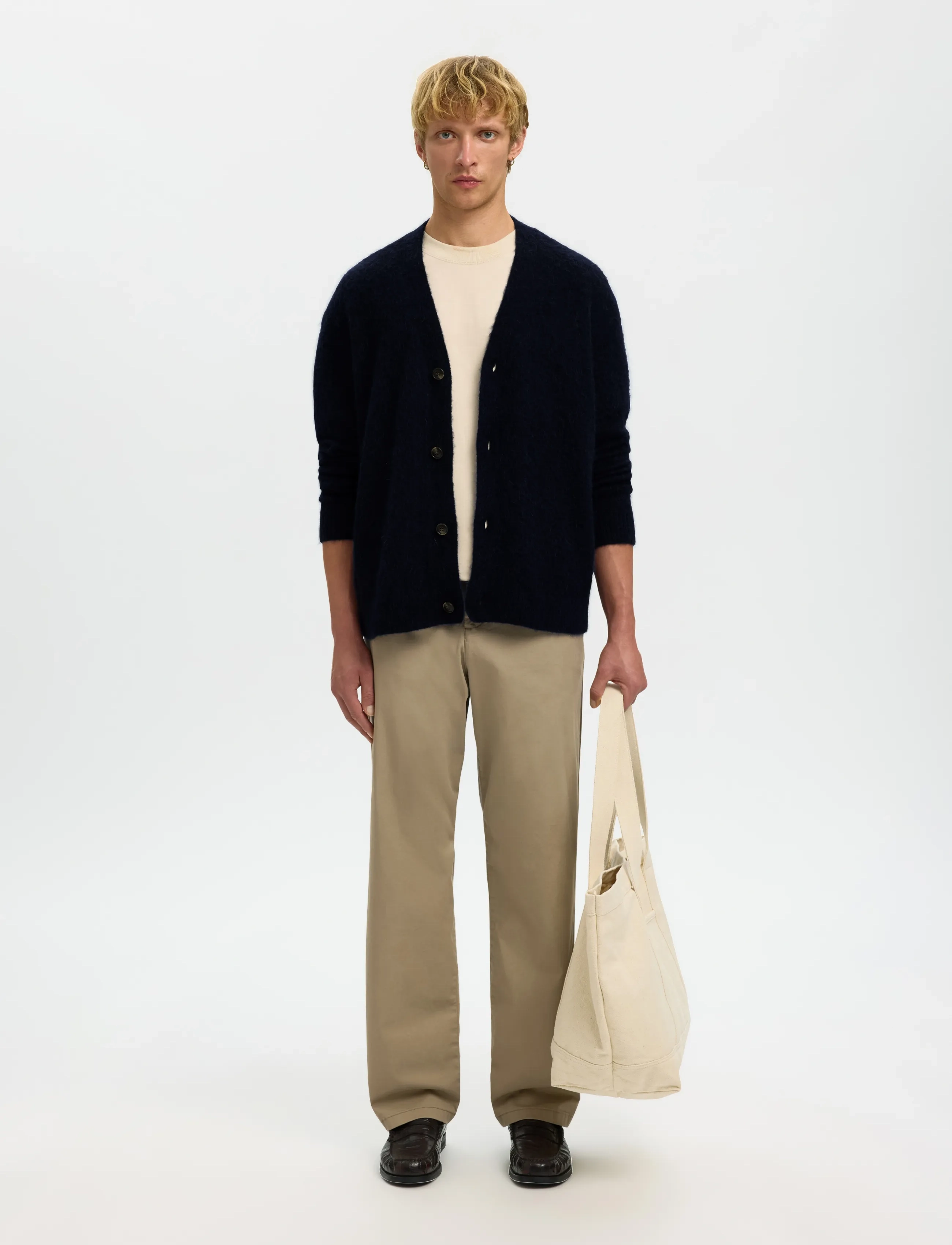SELECTED Slhrai Brushed Ls Knit Relaxed Cardigan herr – bild 5