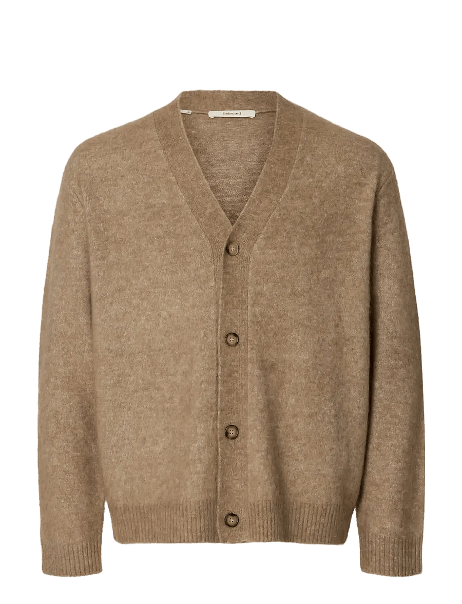 Selected - SLHRAI BRUSHED LS KNIT RELAXED CARDIGAN - strickjacken - walnut - 1