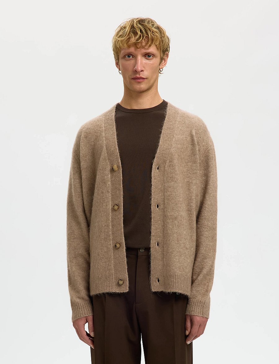 Selected - SLHRAI BRUSHED LS KNIT RELAXED CARDIGAN - strickjacken - walnut - 0