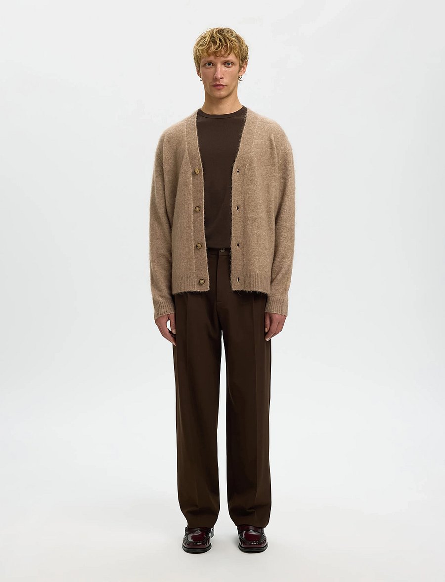 Selected - SLHRAI BRUSHED LS KNIT RELAXED CARDIGAN - strickjacken - walnut - 3