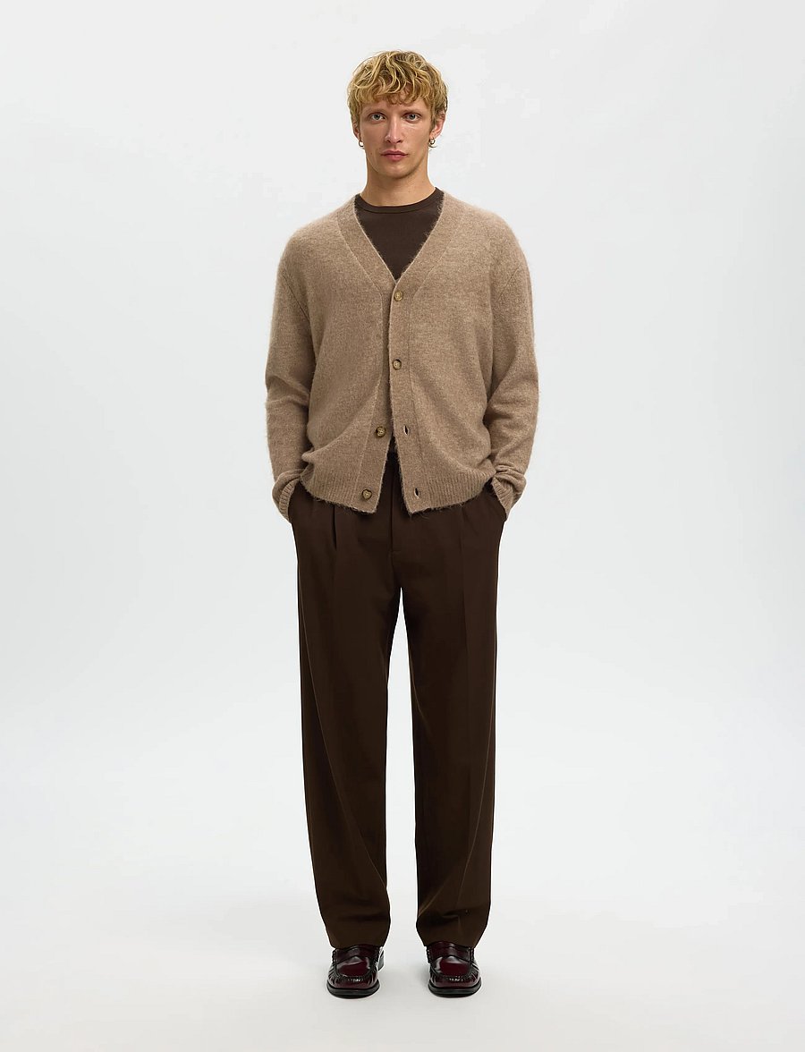 Selected - SLHRAI BRUSHED LS KNIT RELAXED CARDIGAN - strickjacken - walnut - 4