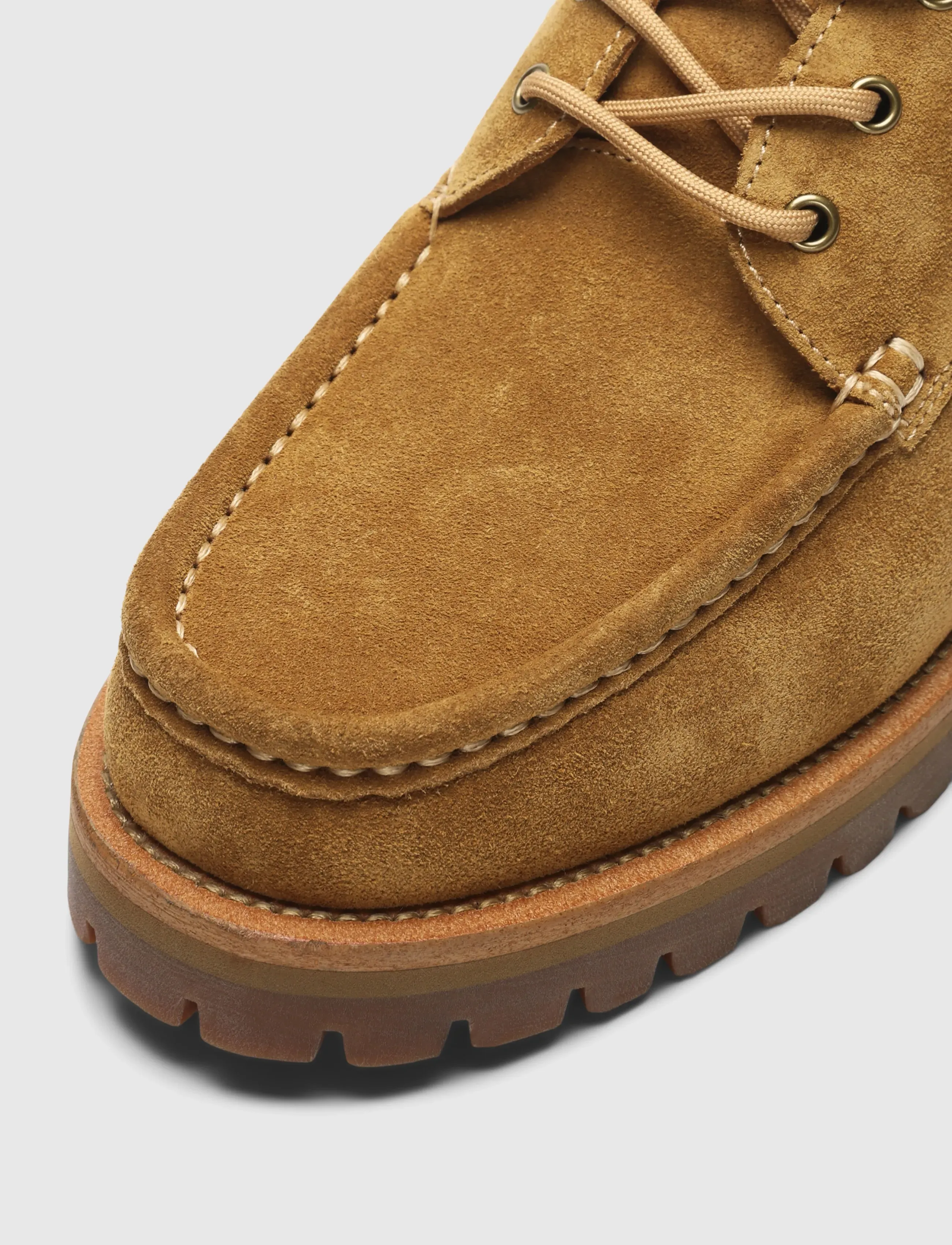 Selected - SLMHOLGER SUEDE BOAT SHOE NOOS - moc toe sko - almond - 3