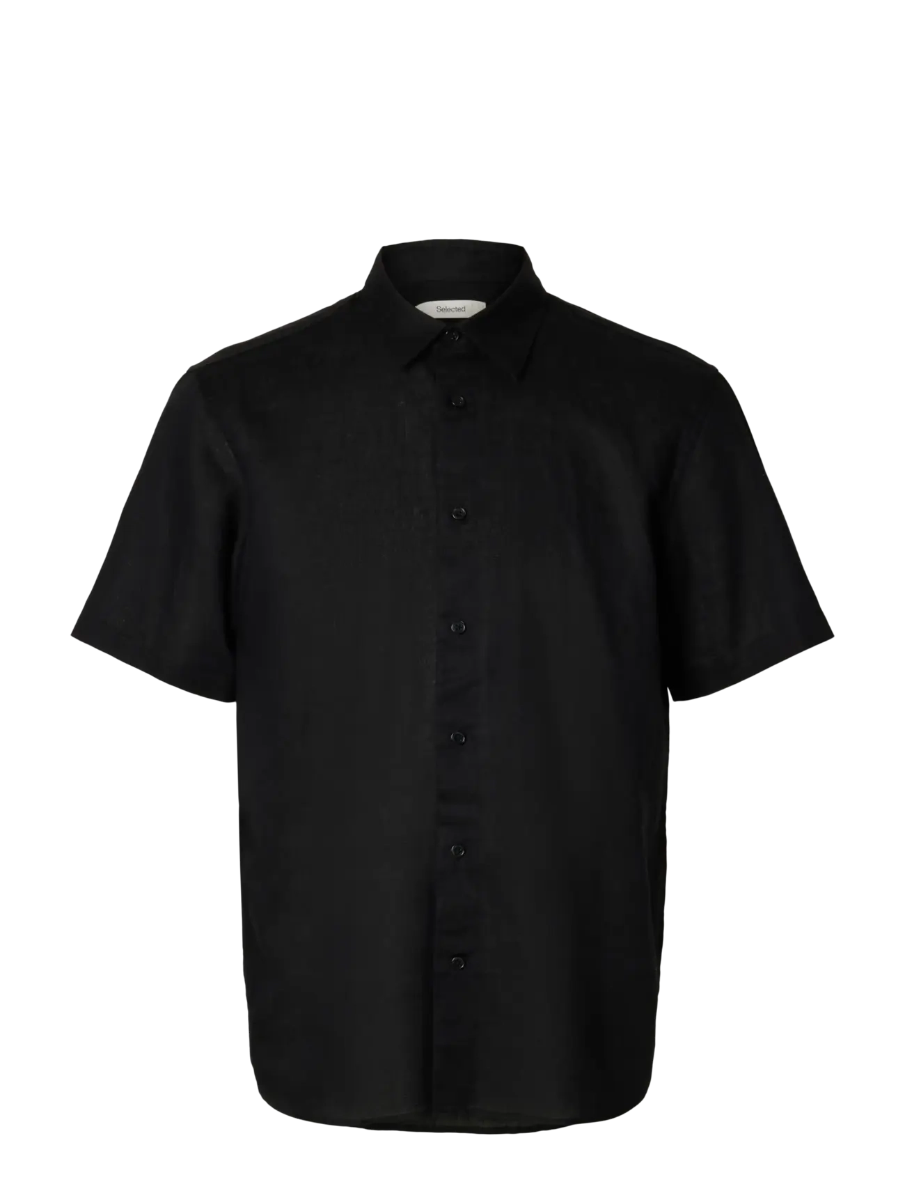 SELECTED Slmregclaus Clay Linenblend Ss Sht Noos Schwarz - XL - Herren