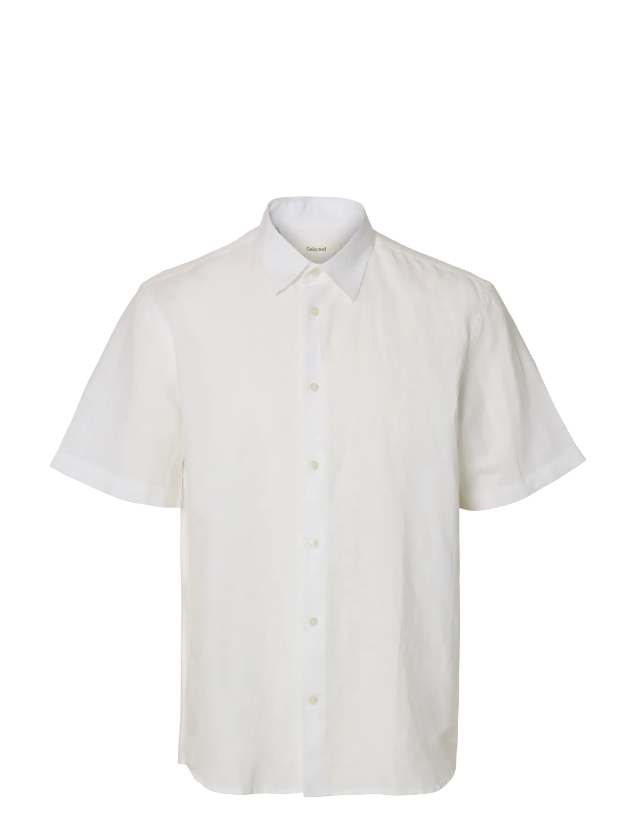 Selected SLMREGCLAUS CLAY LINENBLEND SS SHT NOOS - Selected - BRIGHT WHITE / white