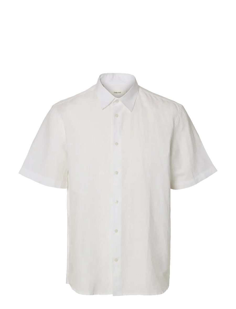 Selected - SLMREGCLAUS CLAY LINENBLEND SS SHT NOOS - lühikeste varrukatega särgid - bright white - 1