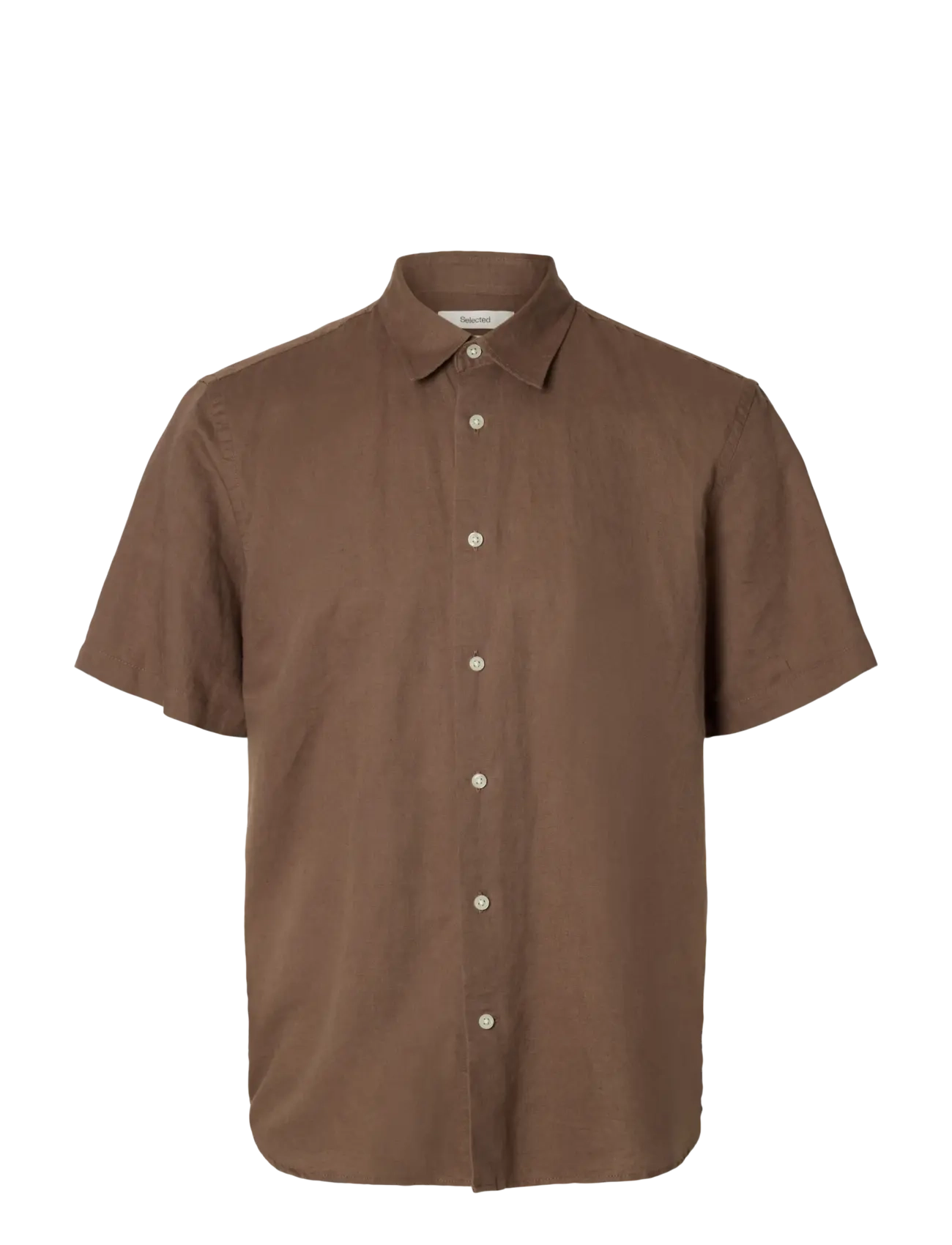 Selected SLMREGCLAUS CLAY LINENBLEND SS SHT NOOS - Skjorter - CHOCOLATE CHIP / brown