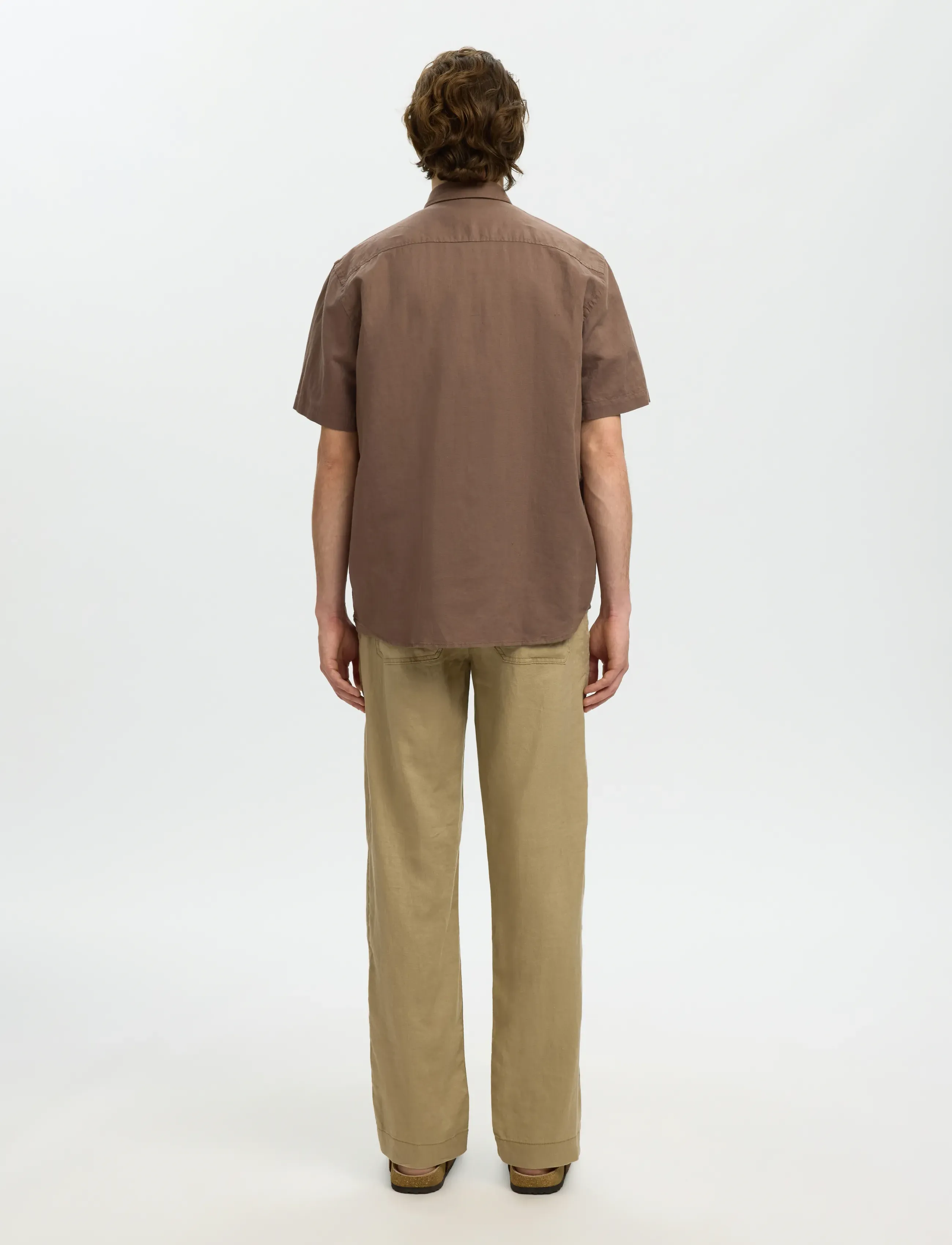 Selected - SLMREGCLAUS CLAY LINENBLEND SS SHT NOOS - chemises à manches courtes - chocolate chip - 2
