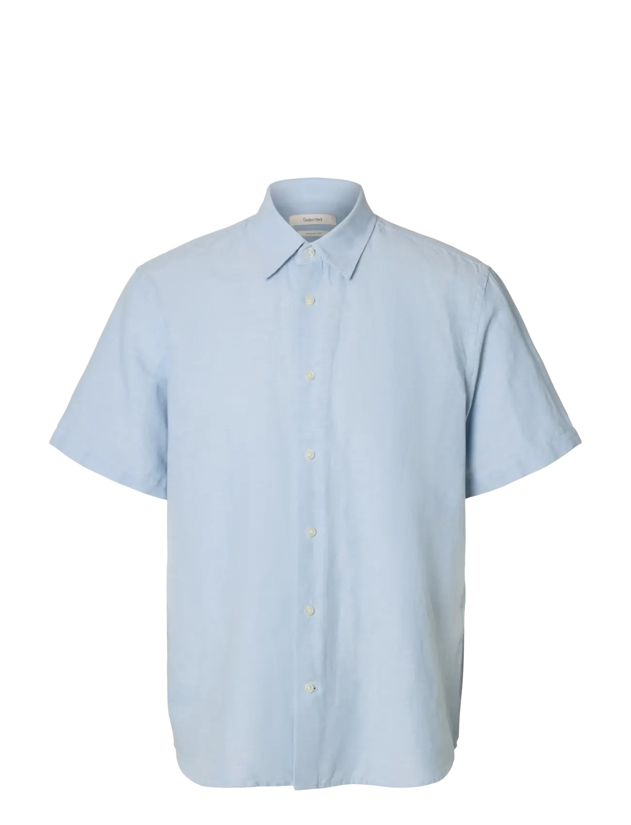 Selected SLMREGCLAUS CLAY LINENBLEND SS SHT NOOS - Selected - DUSTY BLUE / blue