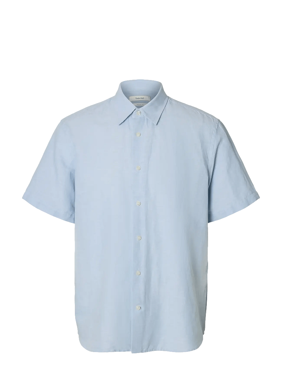 Selected - SLMREGCLAUS CLAY LINENBLEND SS SHT NOOS - lühikeste varrukatega särgid - dusty blue - 1