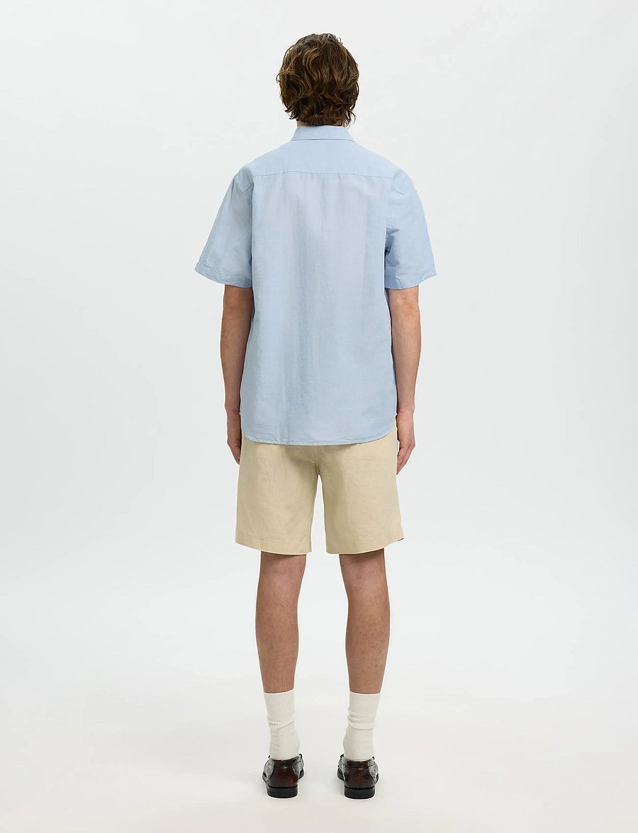 Selected - SLMREGCLAUS CLAY LINENBLEND SS SHT NOOS - lühikeste varrukatega särgid - dusty blue - 2