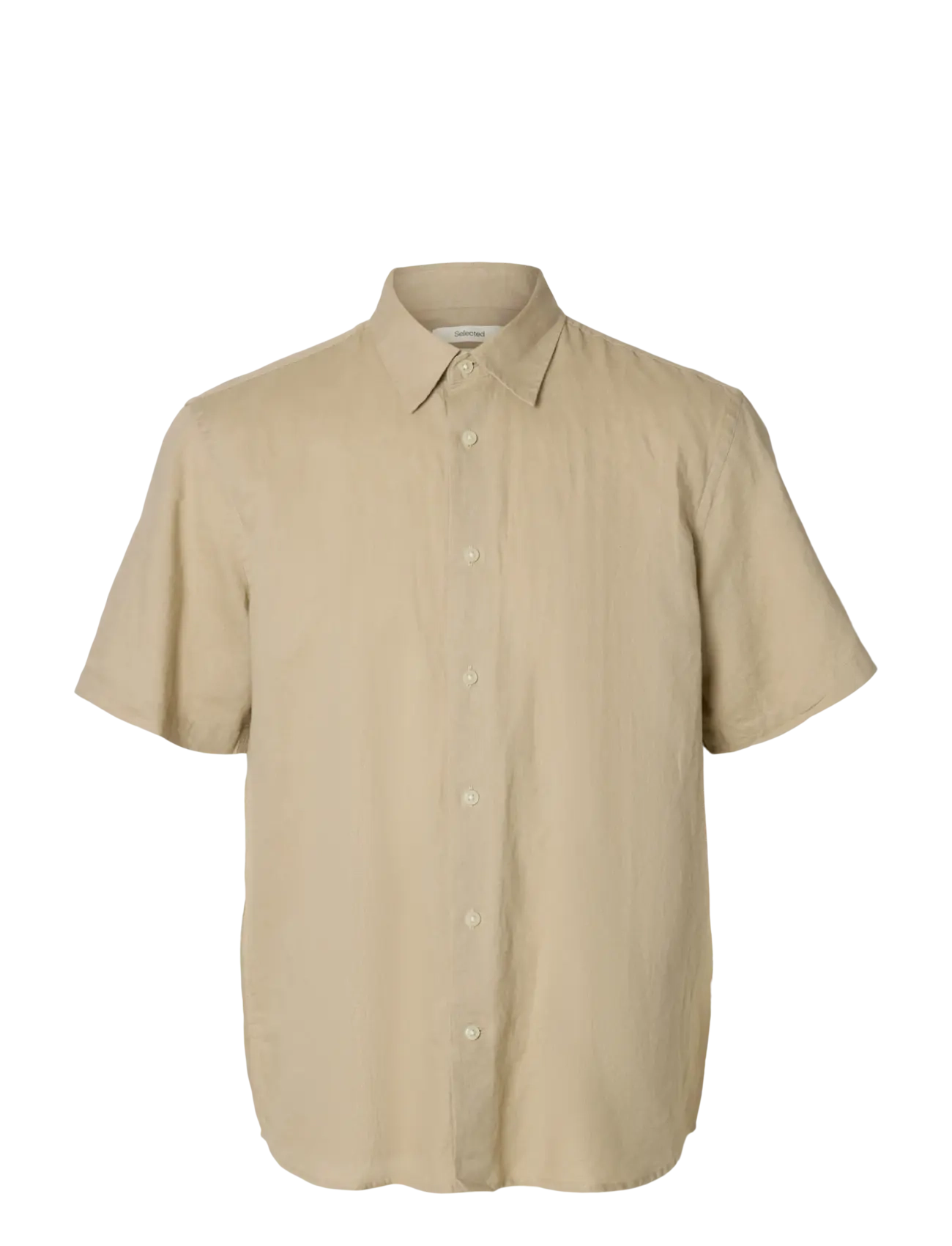 Selected SLMREGCLAUS CLAY LINENBLEND SS SHT NOOS - Skjorter - PURE CASHMERE / beige