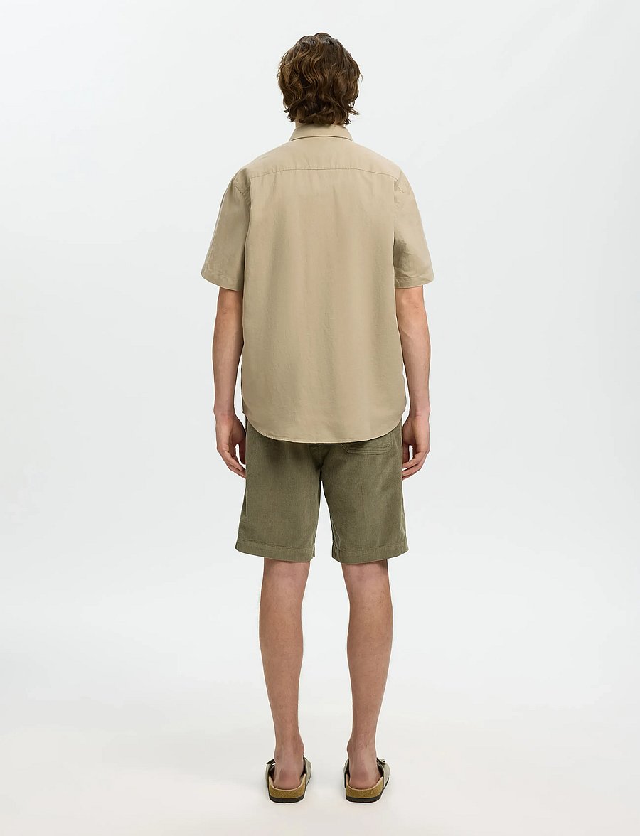 Selected - SLMREGCLAUS CLAY LINENBLEND SS SHT NOOS - short-sleeved shirts - pure cashmere - 2