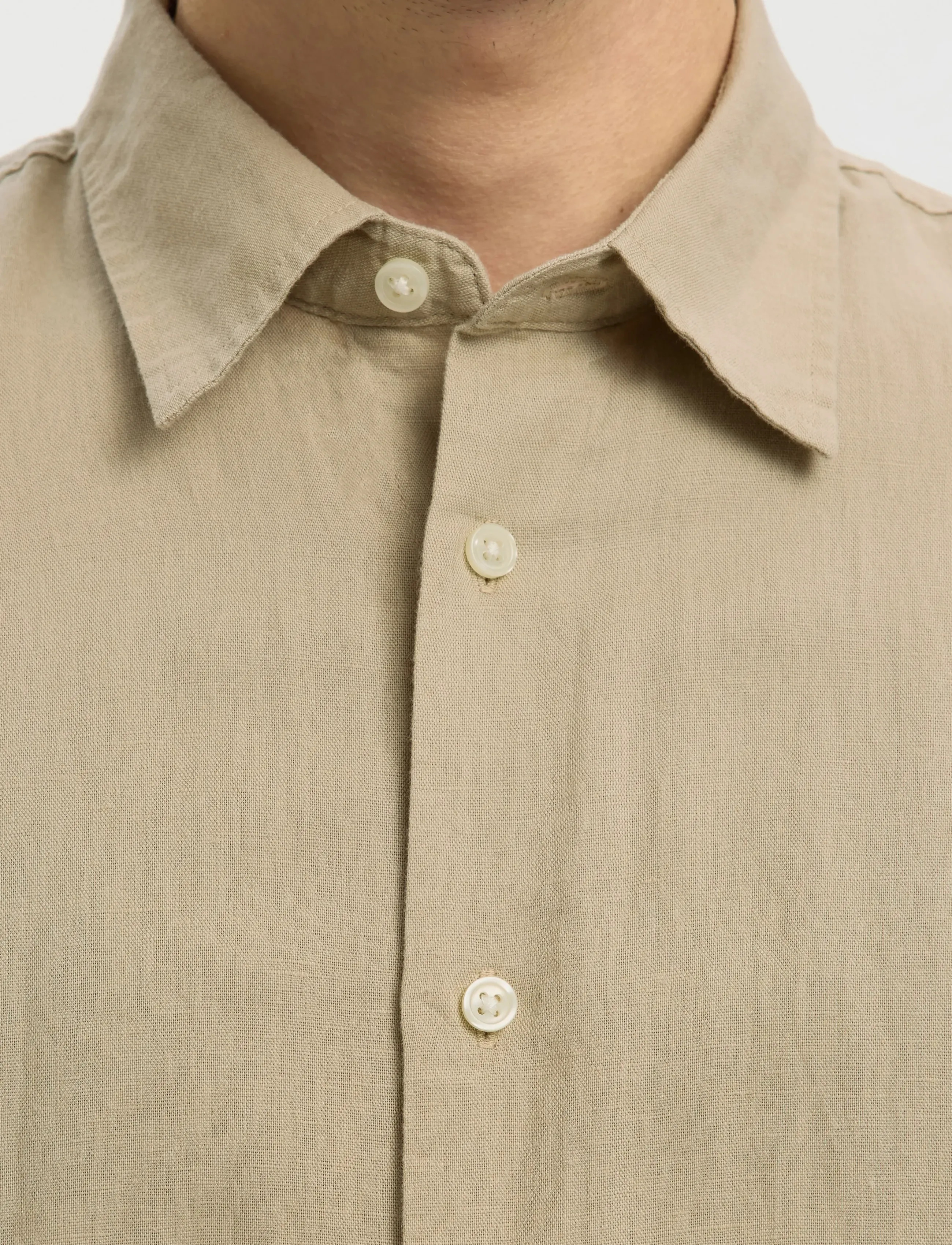 Selected - SLMREGCLAUS CLAY LINENBLEND SS SHT NOOS - chemises à manches courtes - pure cashmere - 4