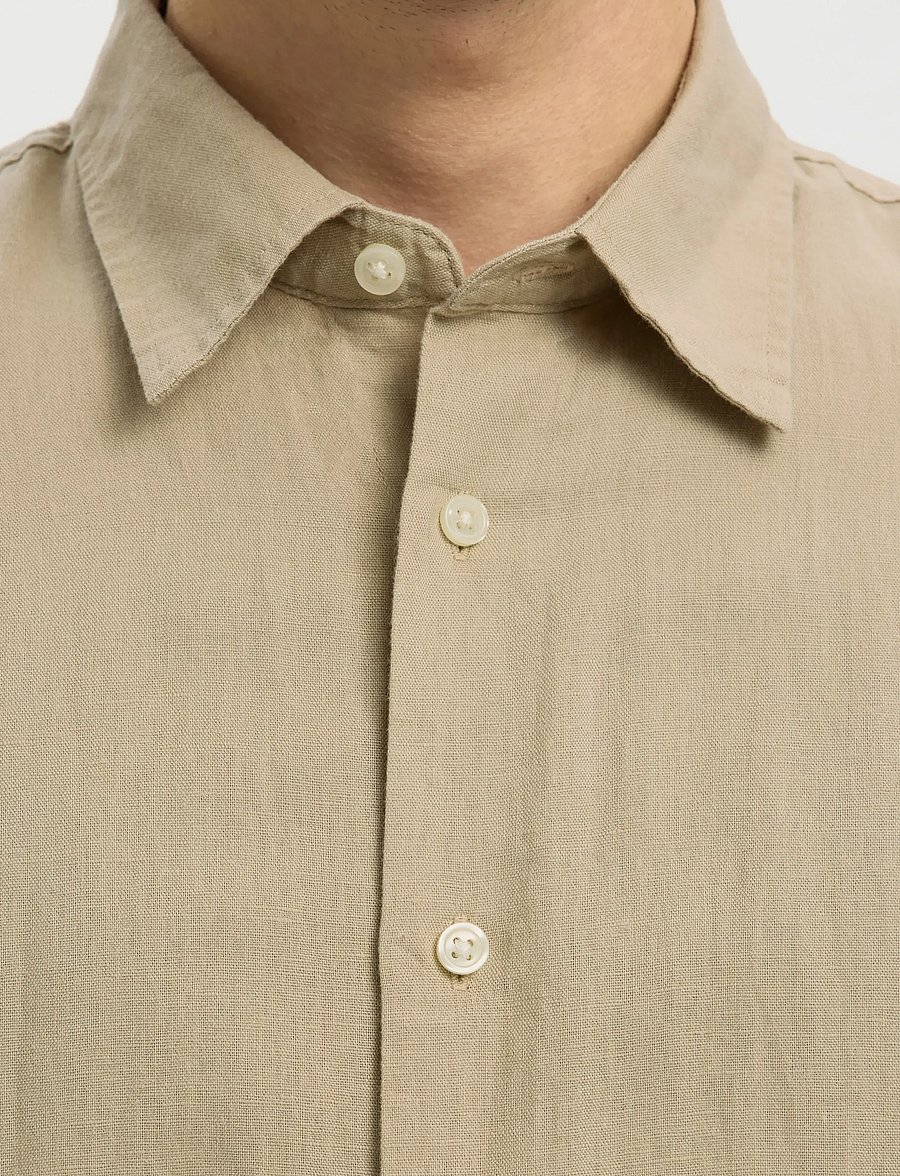 Selected - SLMREGCLAUS CLAY LINENBLEND SS SHT NOOS - short-sleeved shirts - pure cashmere - 4
