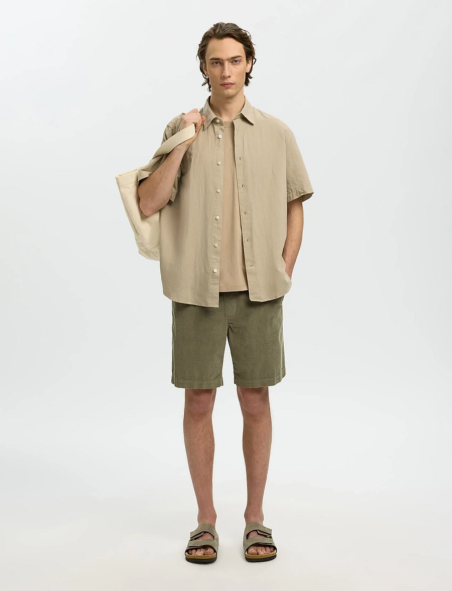 Selected - SLMREGCLAUS CLAY LINENBLEND SS SHT NOOS - short-sleeved shirts - pure cashmere - 5
