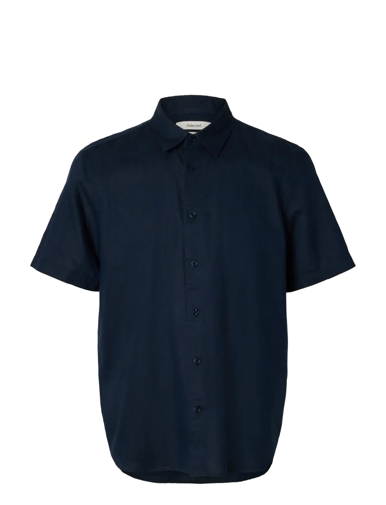 Selected SLMREGCLAUS CLAY LINENBLEND SS SHT NOOS - Selected - SKY CAPTAIN / navy