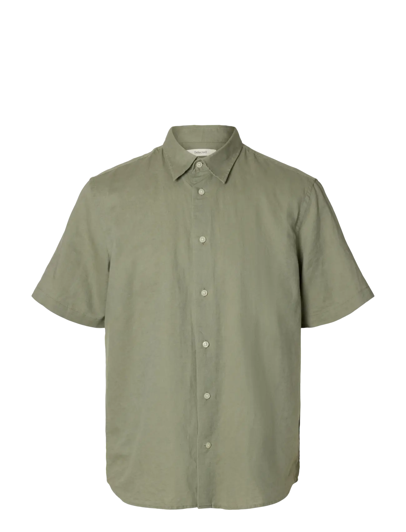 Selected SLMREGCLAUS CLAY LINENBLEND SS SHT NOOS - Skjorter - VETIVER / khaki/green