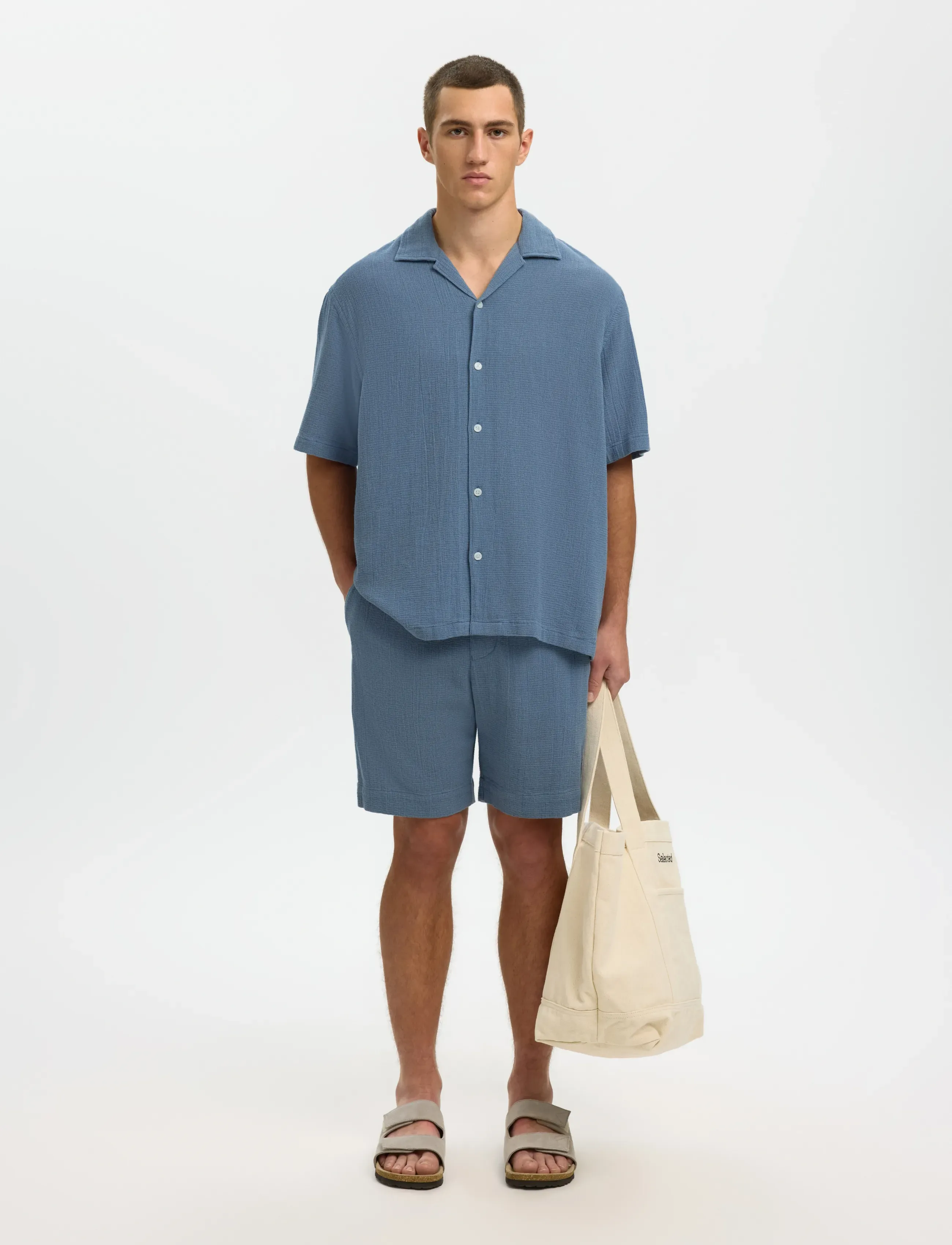 Selected - SLHRLXCAL SS SHIRT RESORT - kortærmede skjorter - blue mirage - 5