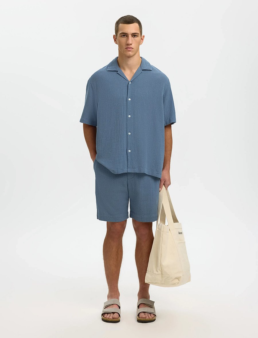 Selected - SLHRLXCAL SS SHIRT RESORT - lühikeste varrukatega särgid - blue mirage - 5