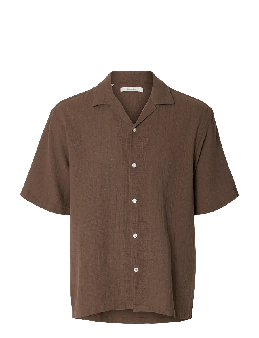 Selected - SLHRLXCAL SS SHIRT RESORT - kortærmede skjorter - chocolate chip - 1