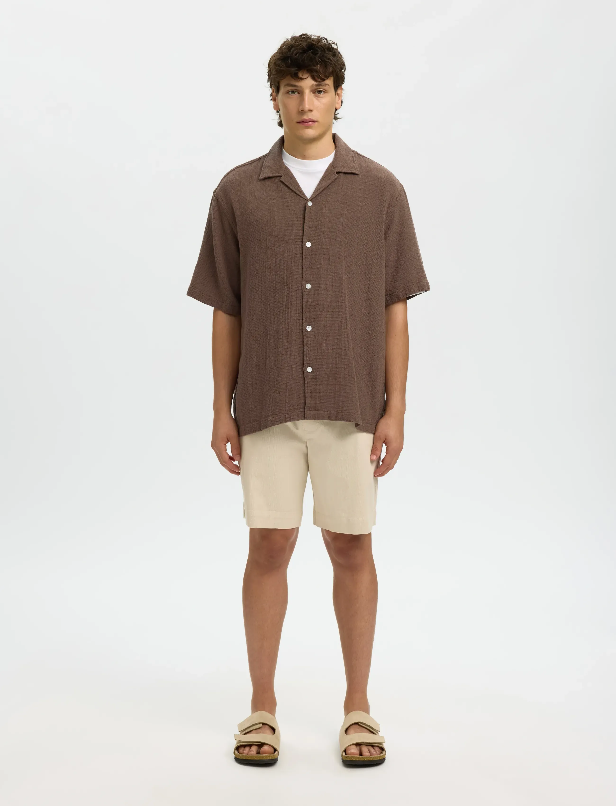 Selected - SLHRLXCAL SS SHIRT RESORT - kortærmede skjorter - chocolate chip - 3