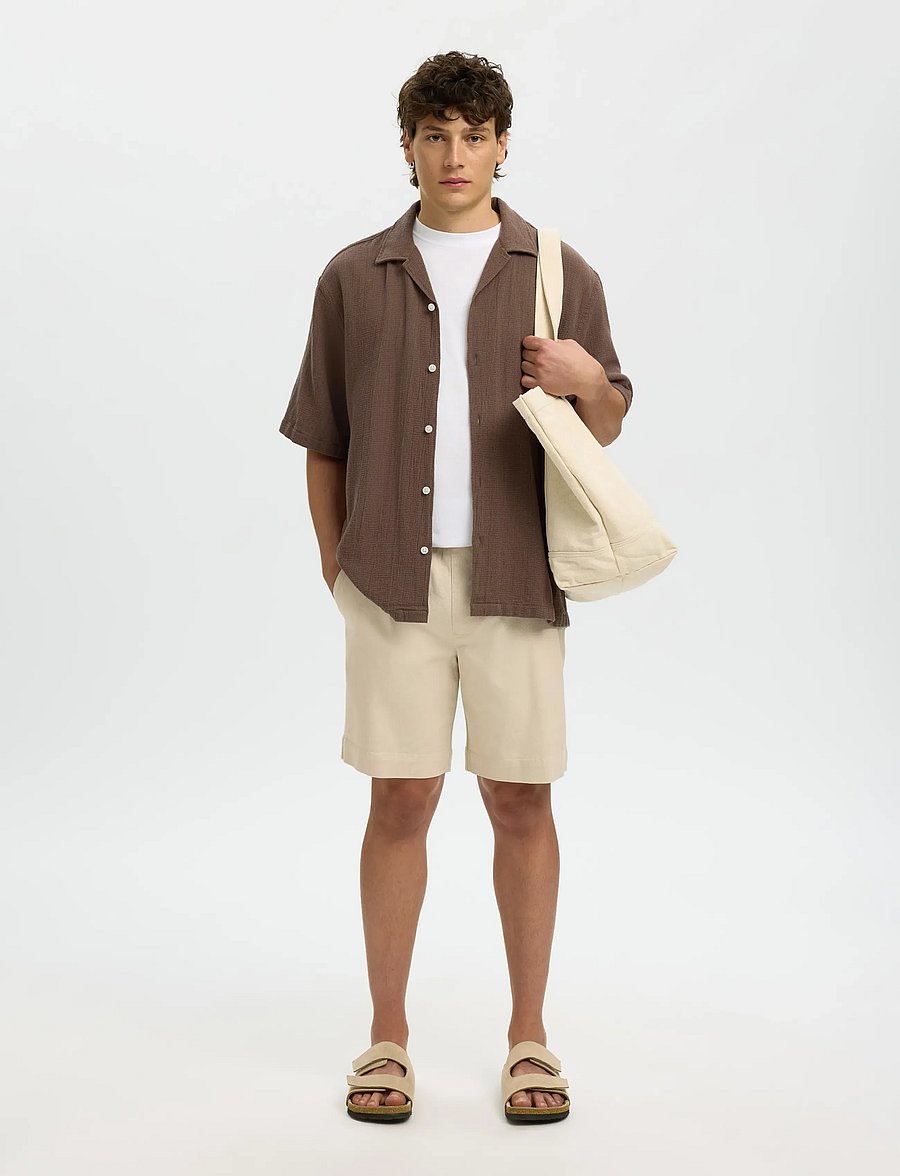 Selected - SLHRLXCAL SS SHIRT RESORT - kortærmede skjorter - chocolate chip - 5
