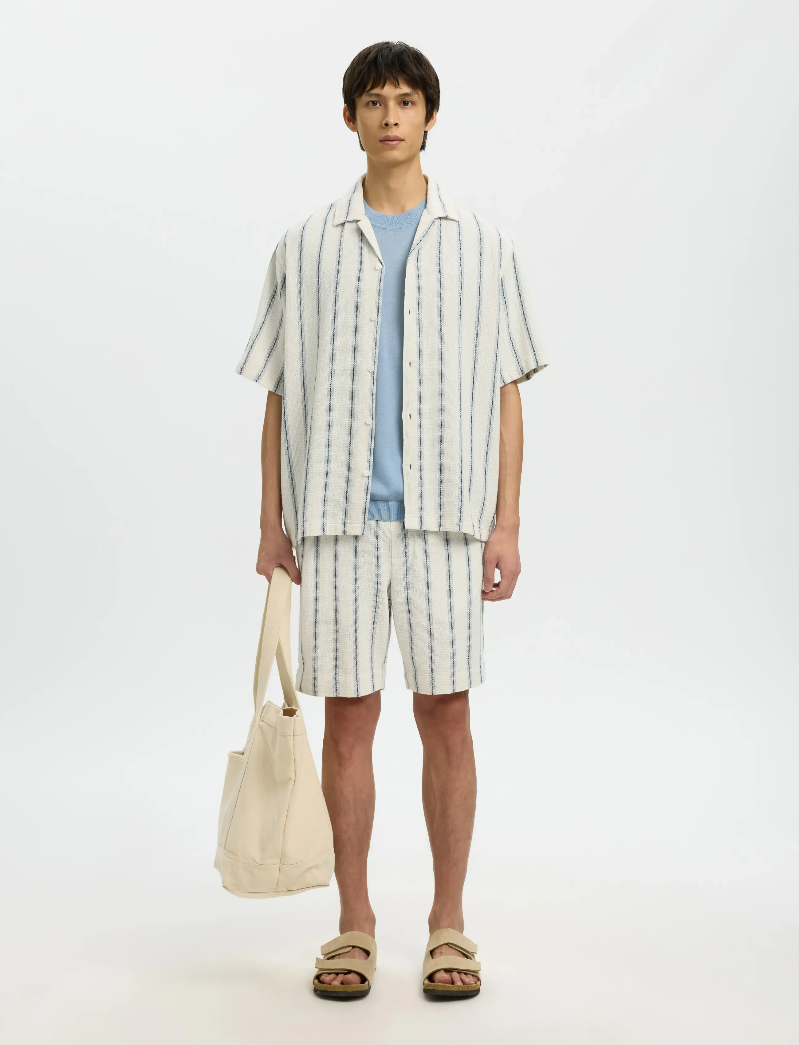 Selected - SLHRLXCAL SS SHIRT RESORT - kortærmede skjorter - egret - 3