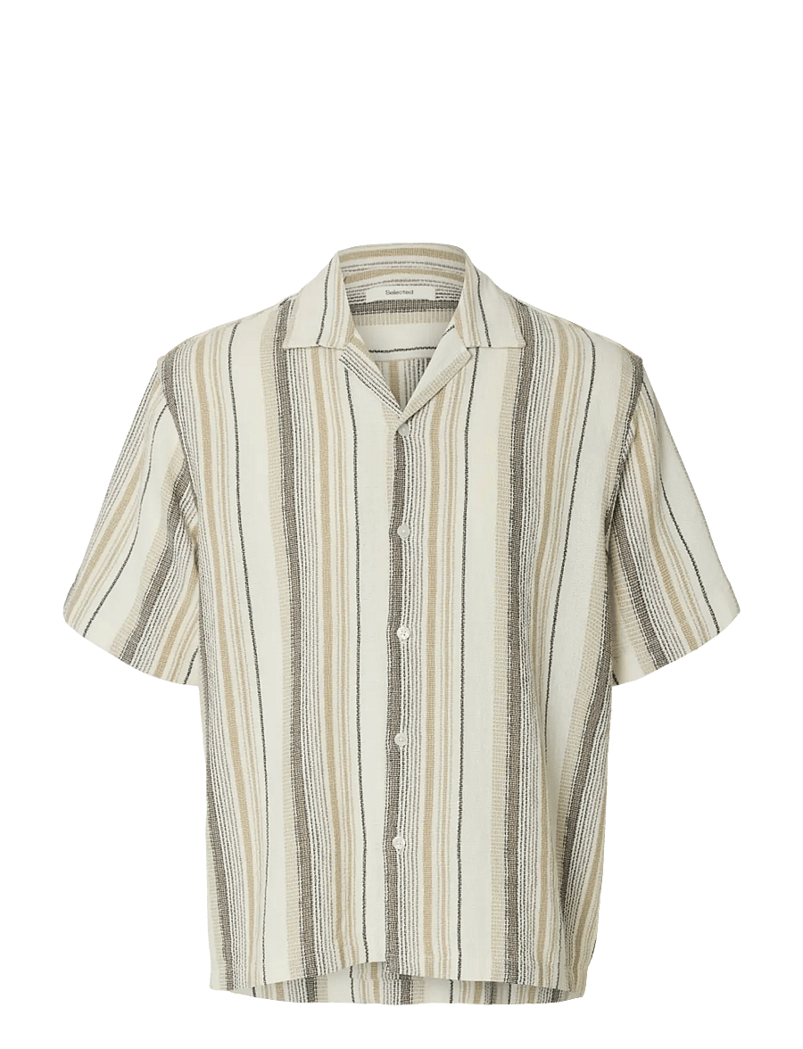 Selected - SLHRLXCAL SS SHIRT RESORT - lühikeste varrukatega särgid - egret - 1