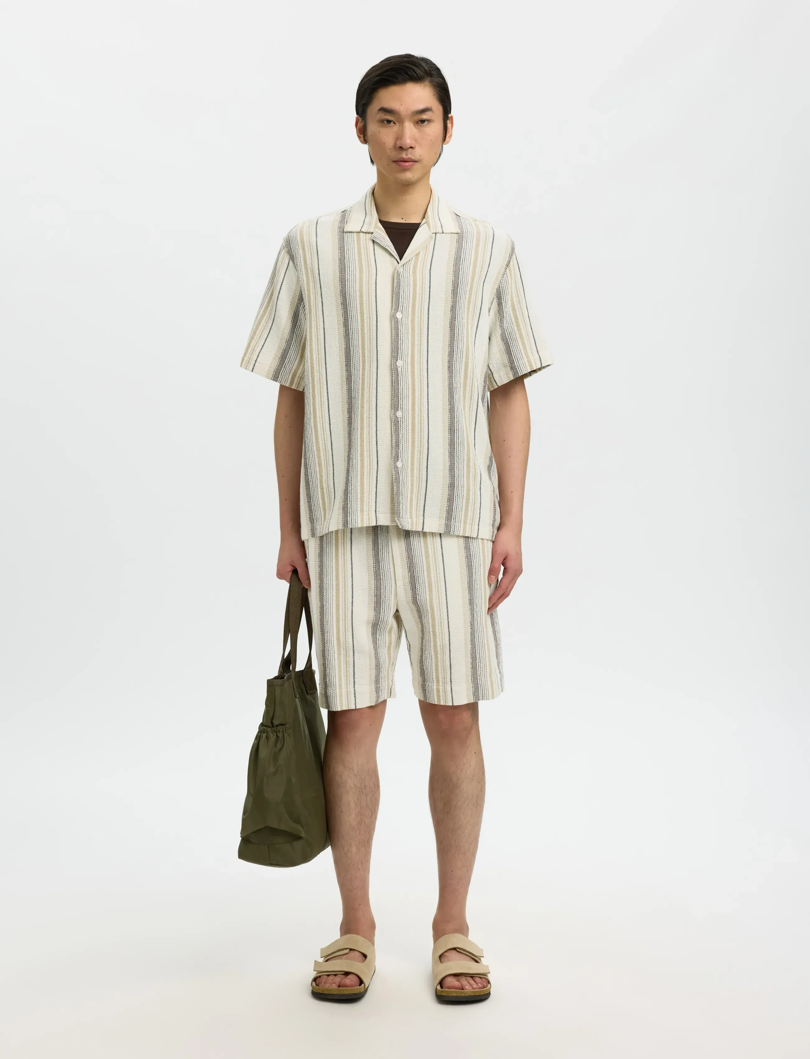 Selected - SLHRLXCAL SS SHIRT RESORT - kortærmede skjorter - egret - 3