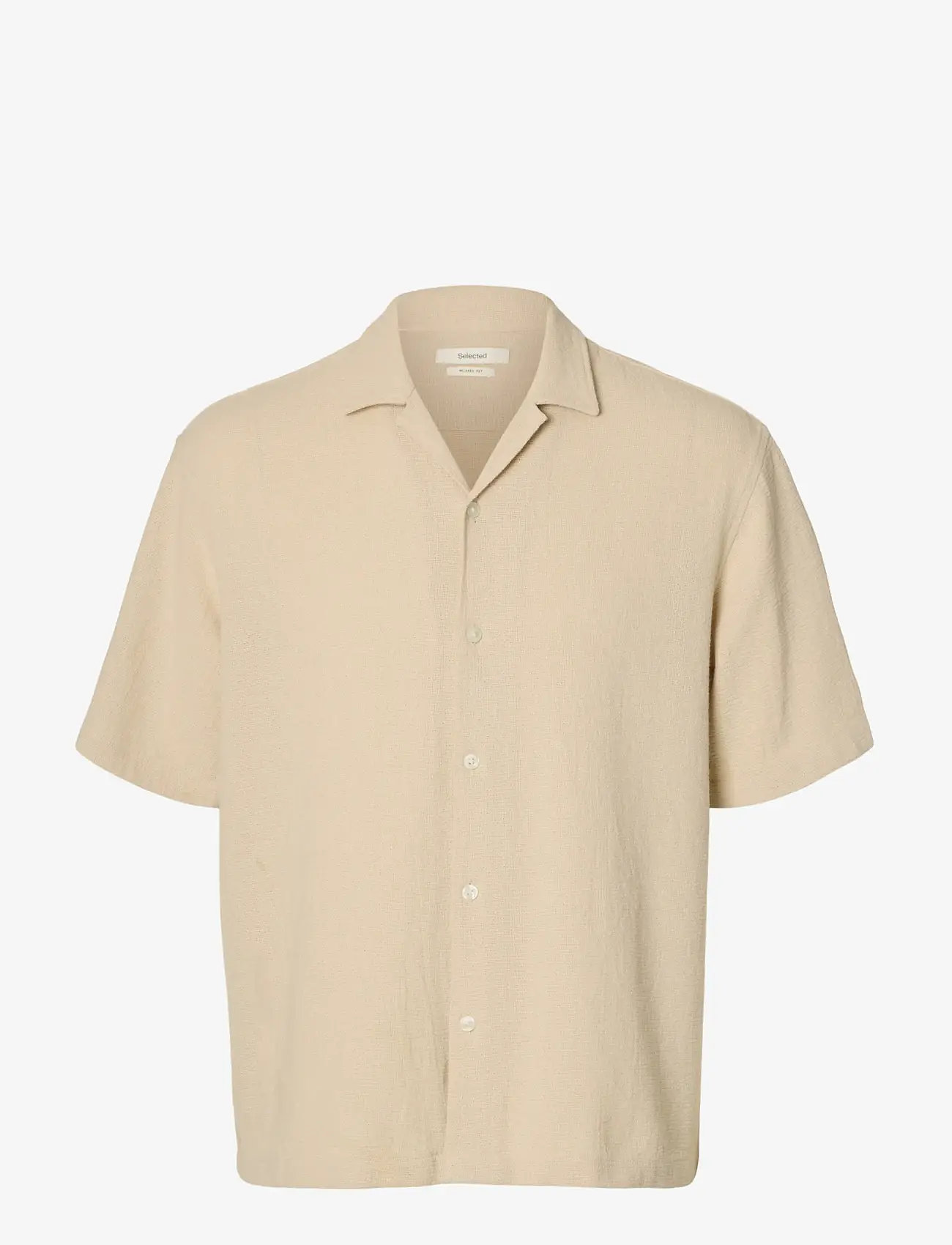 Selected - SLHRLXCAL SS SHIRT RESORT - short-sleeved shirts - oatmeal - 1