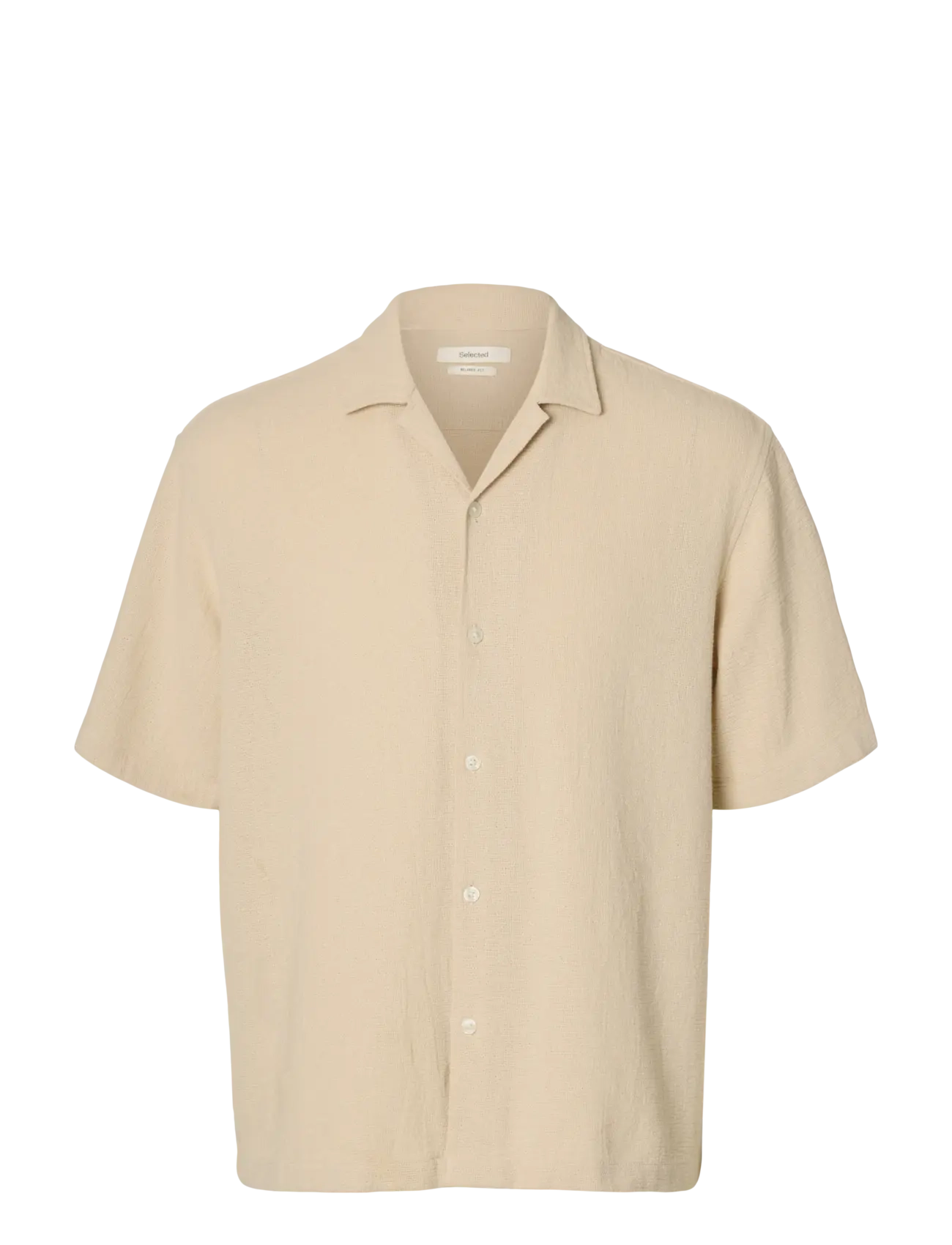Selected SLHRLXCAL SS SHIRT RESORT - Selected - OATMEAL / cream