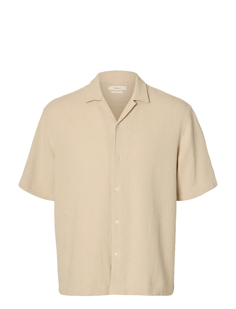Selected - SLHRLXCAL SS SHIRT RESORT - short-sleeved shirts - oatmeal - 1