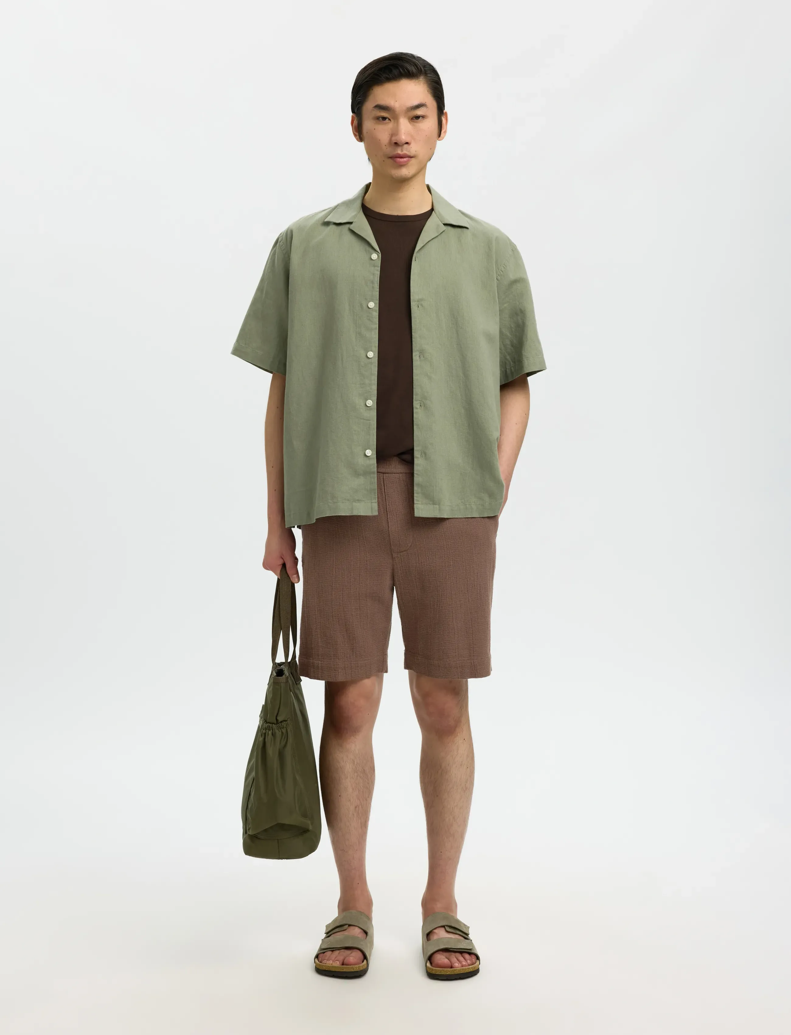 Selected - SLHREGCAL SHORTS - lühikesed vabaajapüksid - chocolate chip - 3