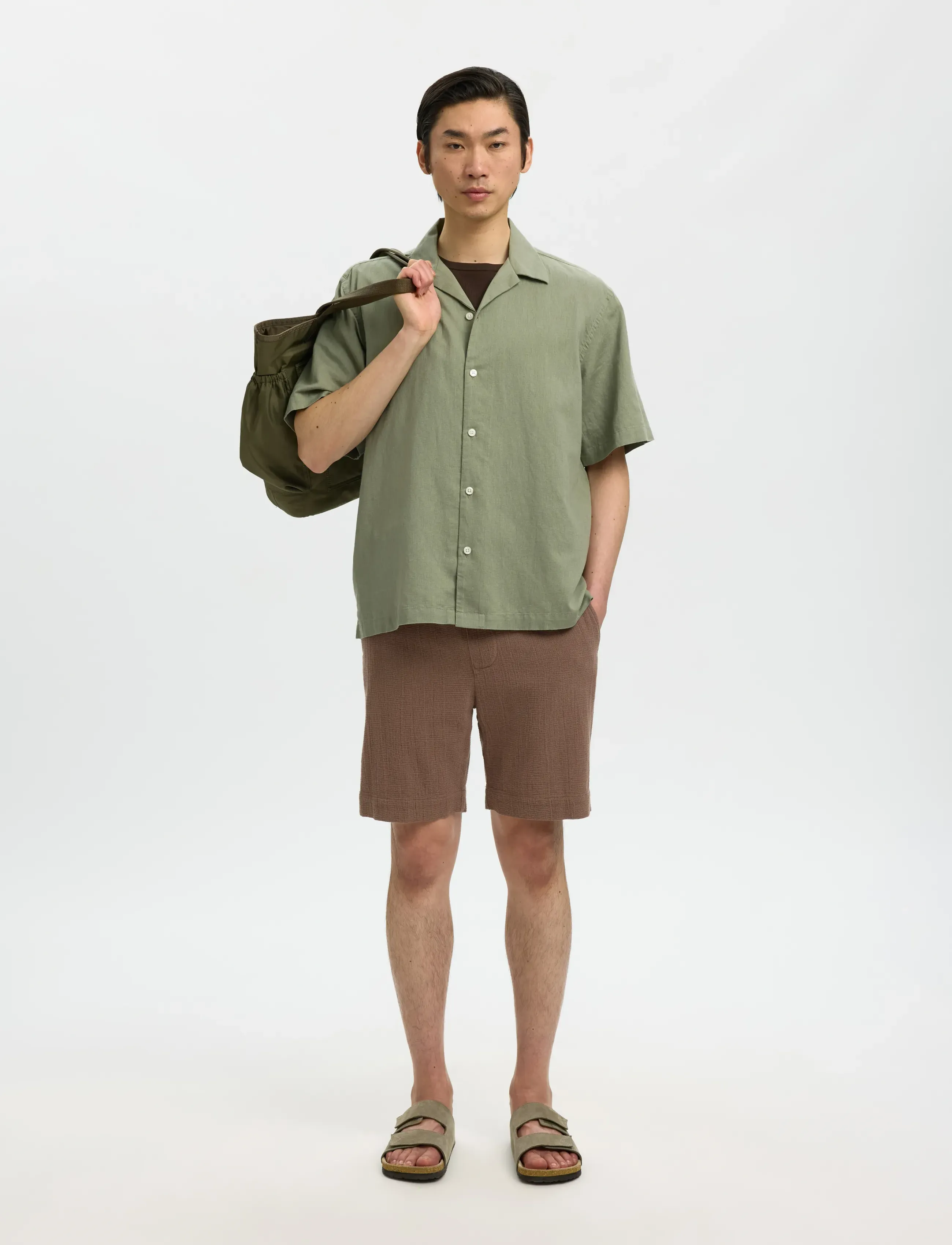 Selected - SLHREGCAL SHORTS - lühikesed vabaajapüksid - chocolate chip - 5