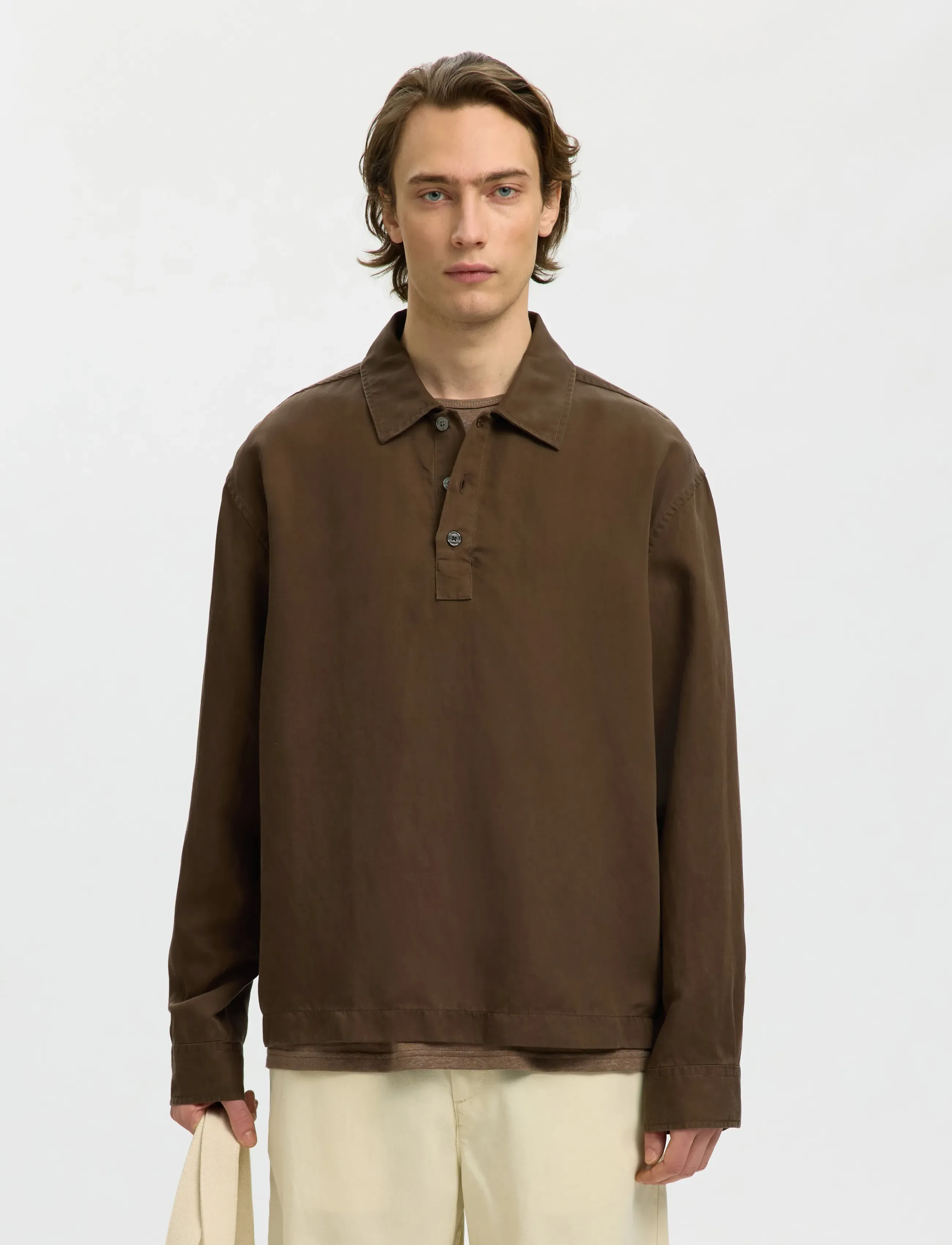 Selected Slhrlxmika Tencel Blend Light Overshirt, XL, Oberteile, Braun - Overshirts, Männerswear