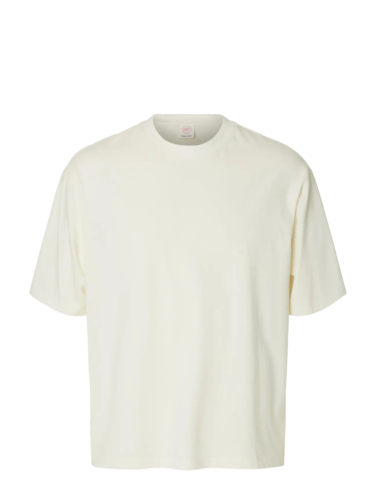 Selected SLHRELAXASPEN SS O-NECK TEE HOTEL AMOUR - T-shirts - EGRET / cream