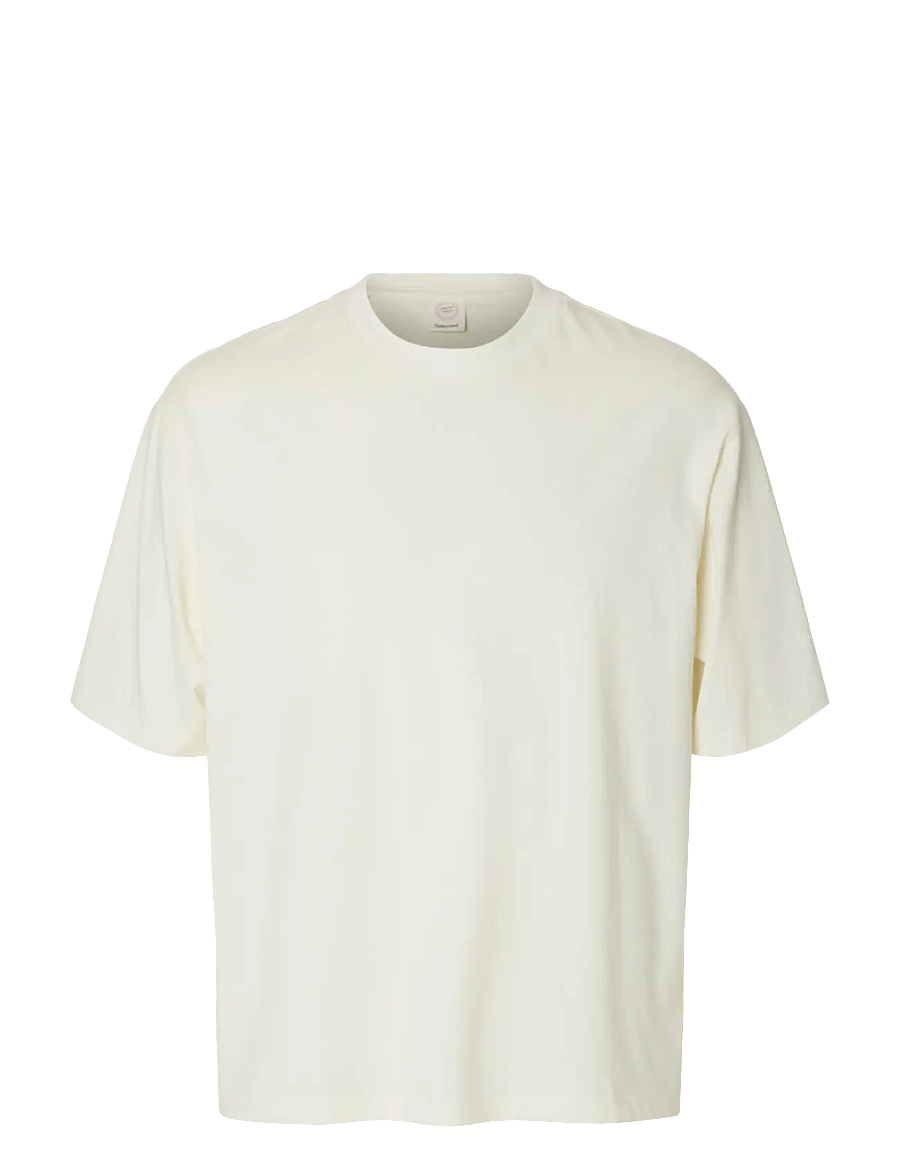 Selected - SLHRELAXASPEN SS O-NECK TEE HOTEL AMOUR - t-shirts à manches courtes - egret - 1