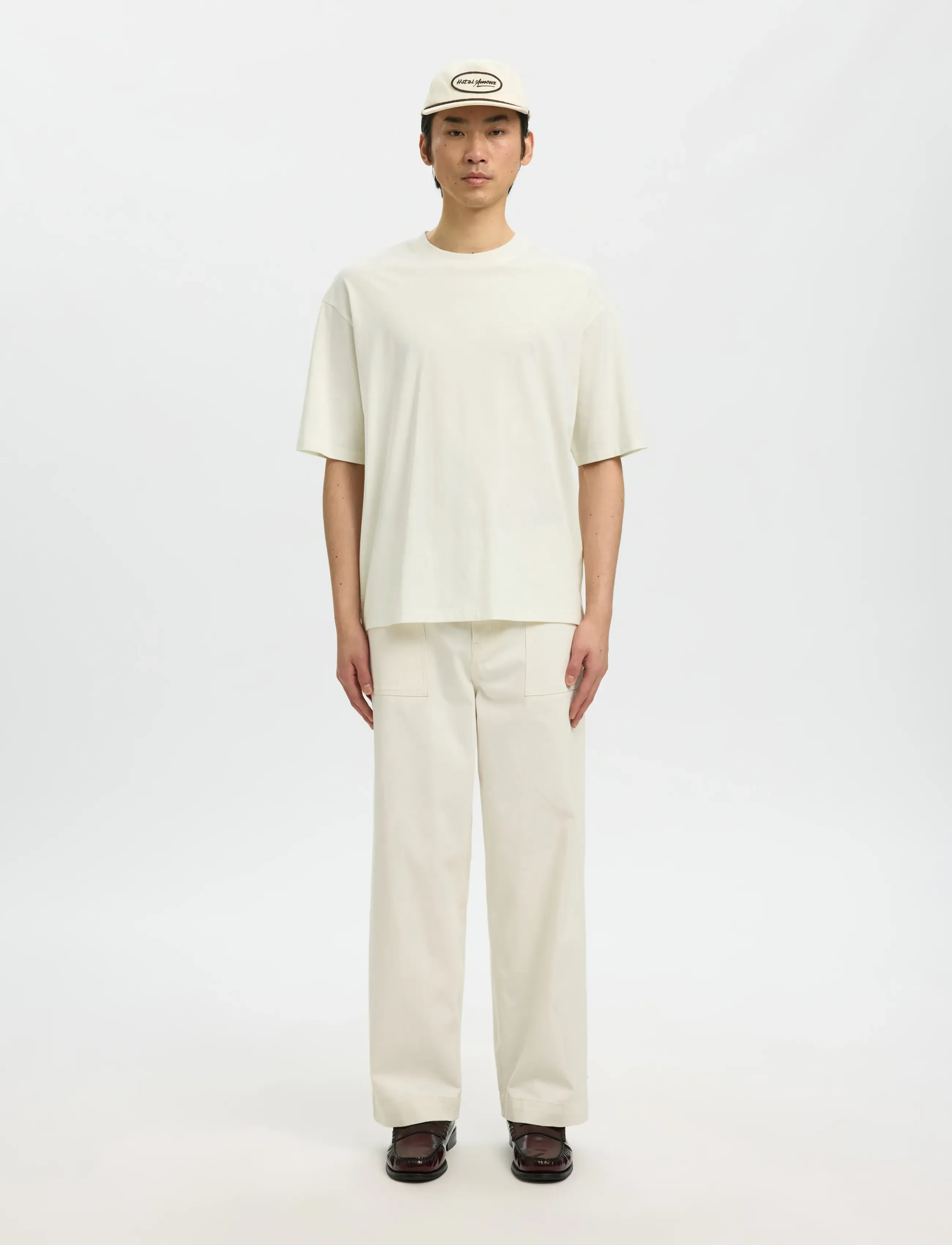 Selected - SLHRELAXASPEN SS O-NECK TEE HOTEL AMOUR - t-shirts à manches courtes - egret - 4