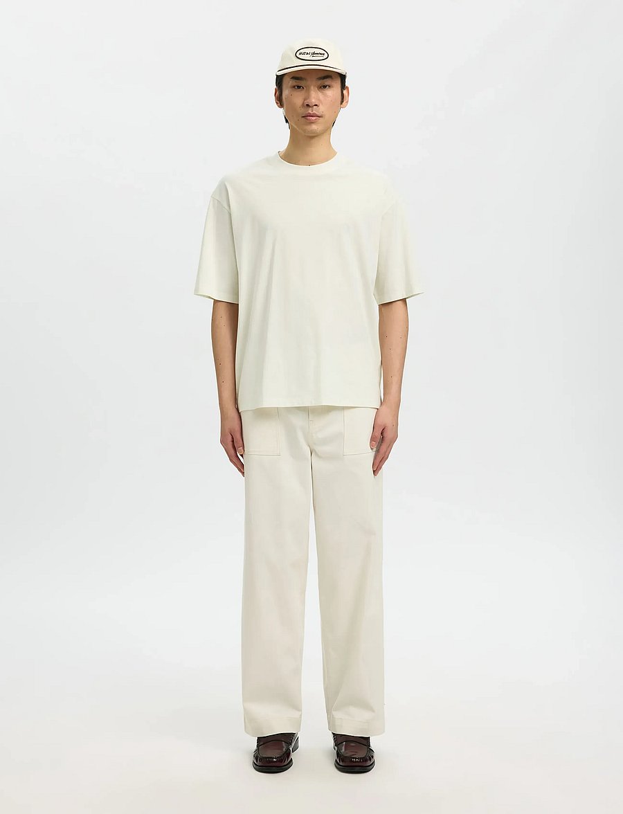 Selected - SLHRELAXASPEN SS O-NECK TEE HOTEL AMOUR - t-shirts à manches courtes - egret - 4