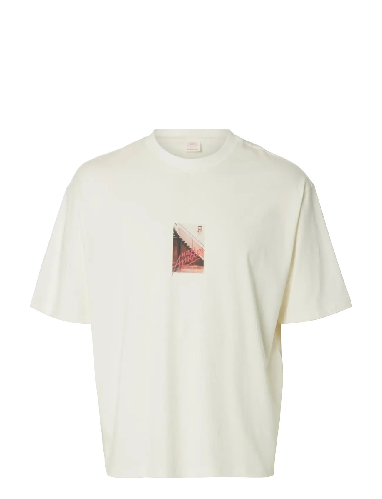Selected SLHRELAXASPEN SS O-NECK TEE HOTEL AMOUR - T-shirts - EGRET / cream