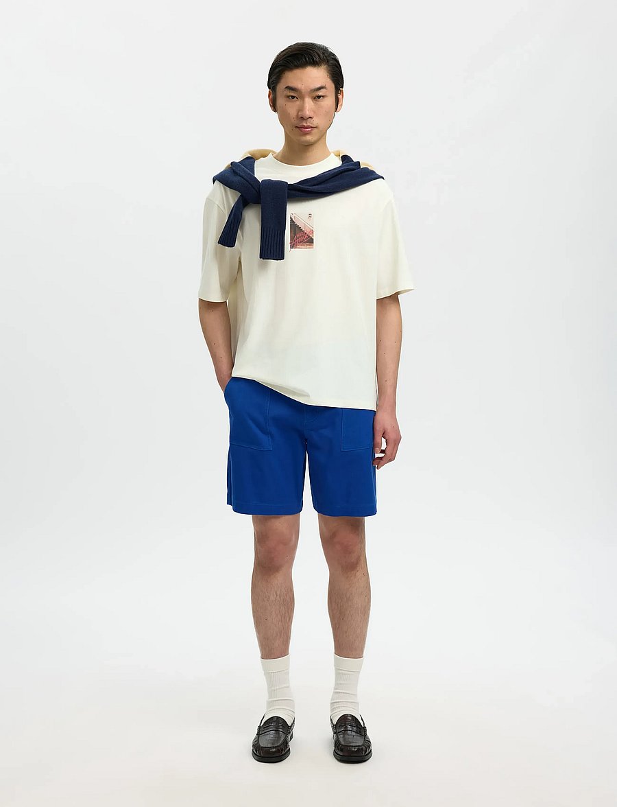 Selected - SLHRELAXASPEN SS O-NECK TEE HOTEL AMOUR - lühikeste varrukatega t-särgid - egret - 3