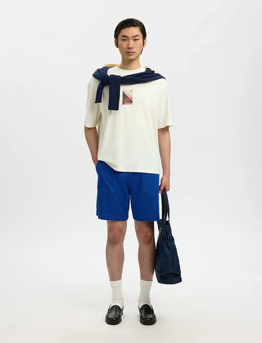 Selected - SLHRELAXASPEN SS O-NECK TEE HOTEL AMOUR - lühikeste varrukatega t-särgid - egret - 5