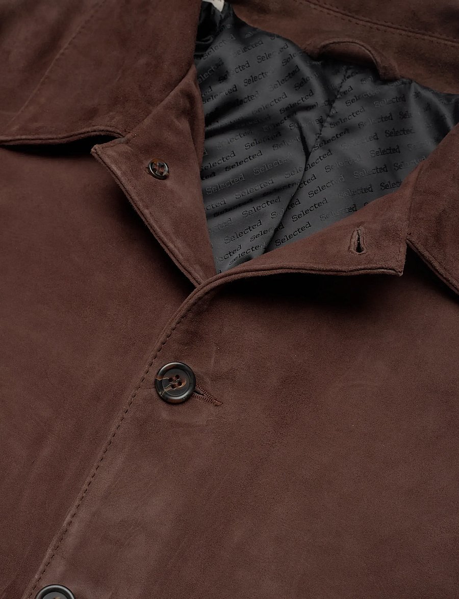 Selected - SLHRORY SUEDE OVERSHIRT - odinės striukės - demitasse - 2