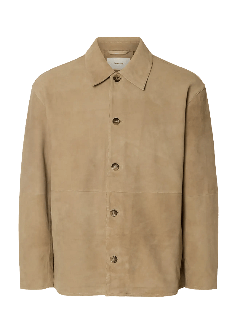 Selected - SLHRORY SUEDE OVERSHIRT - spring jackets - white pepper - 1